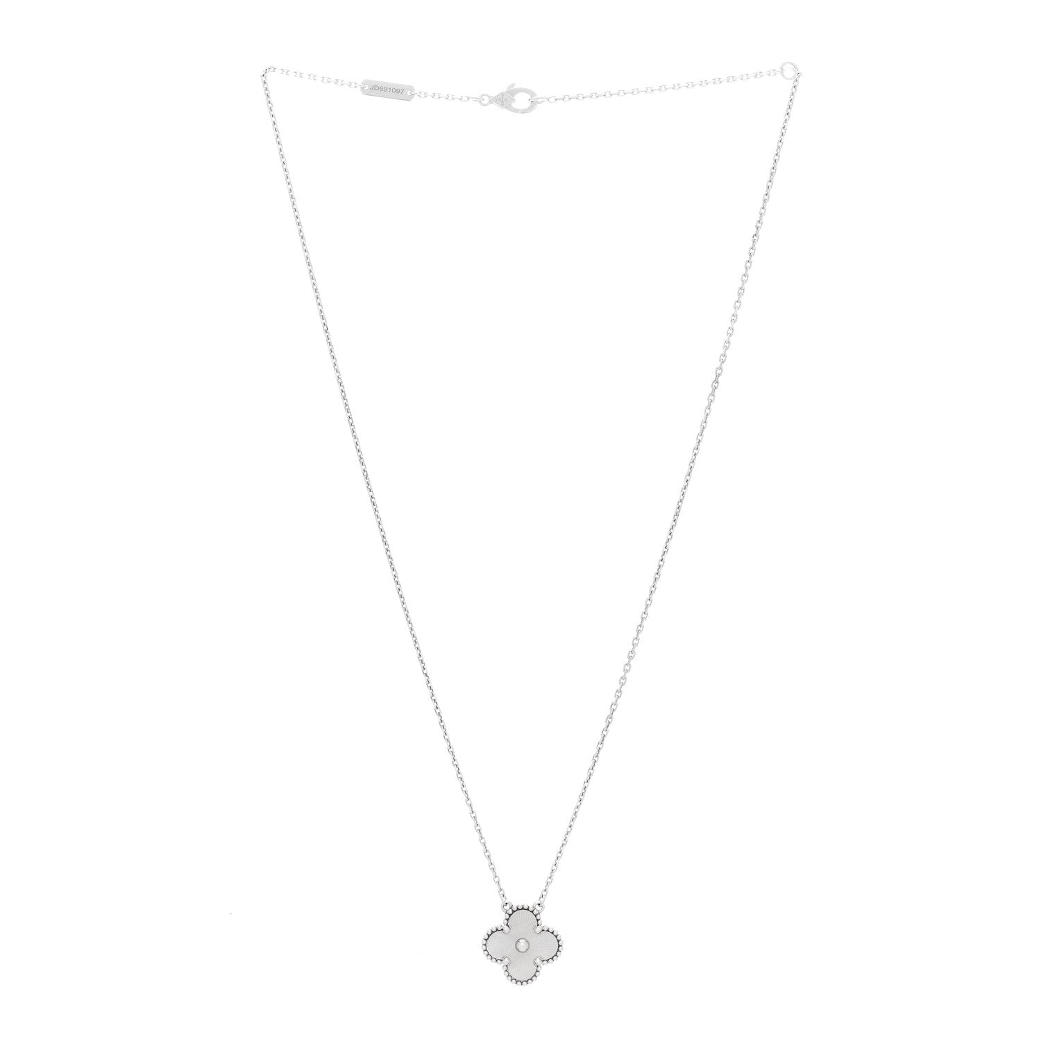 ヴァンクリーフ＆アーペル ヴィンテージアルハンブラ ペンダントネックレス ギョーシェ 18K ホワイトゴールド VAN CLEEF & ARPELS VINTAGE ALHAMBRA PENDANT NECKLACE GUILLOCHÉ 18K WHITE GOLD
