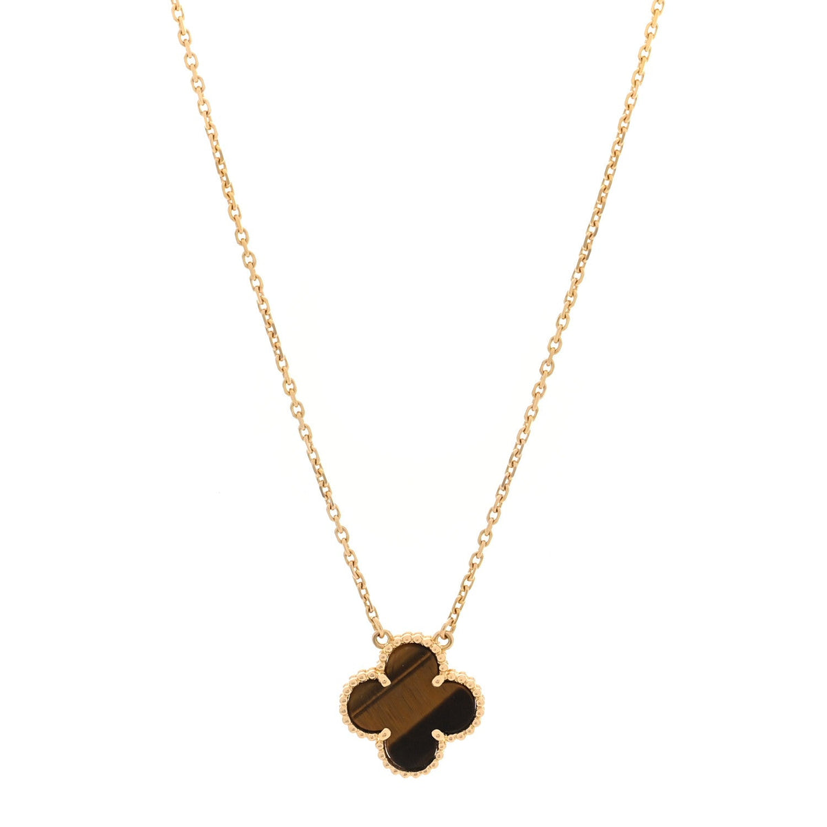 ヴァンクリーフ＆アーペル ヴィンテージアルハンブラ ペンダントネックレス タイガーアイ 18K イエローゴールド VAN CLEEF & ARPELS VINTAGE ALHAMBRA PENDANT NECKLACE TIGER'S EYE 18K YELLOW GOLD