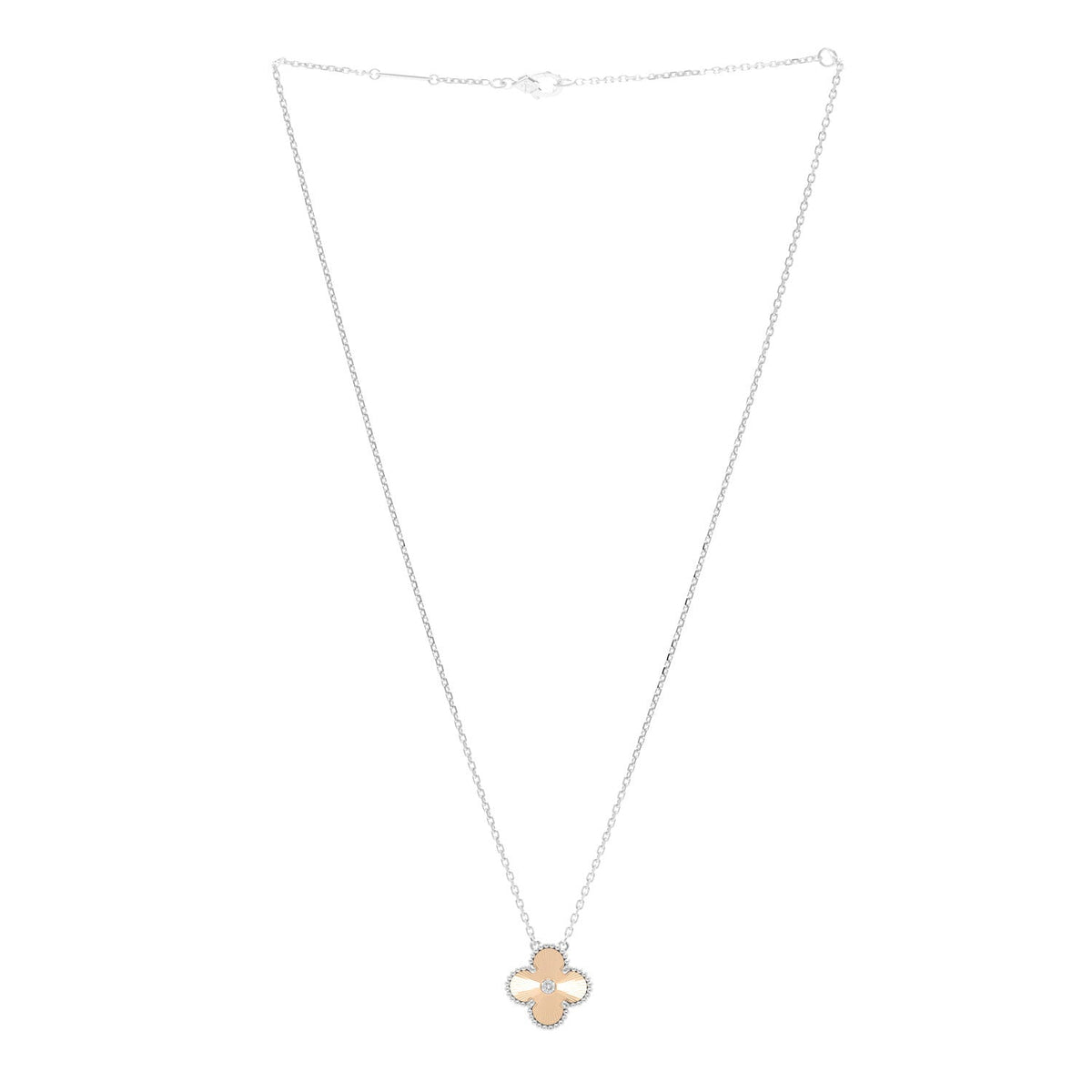 Van Cleef & Arpels Vintage Alhambra Pendant Necklace Multicolor 18K Rose Gold 