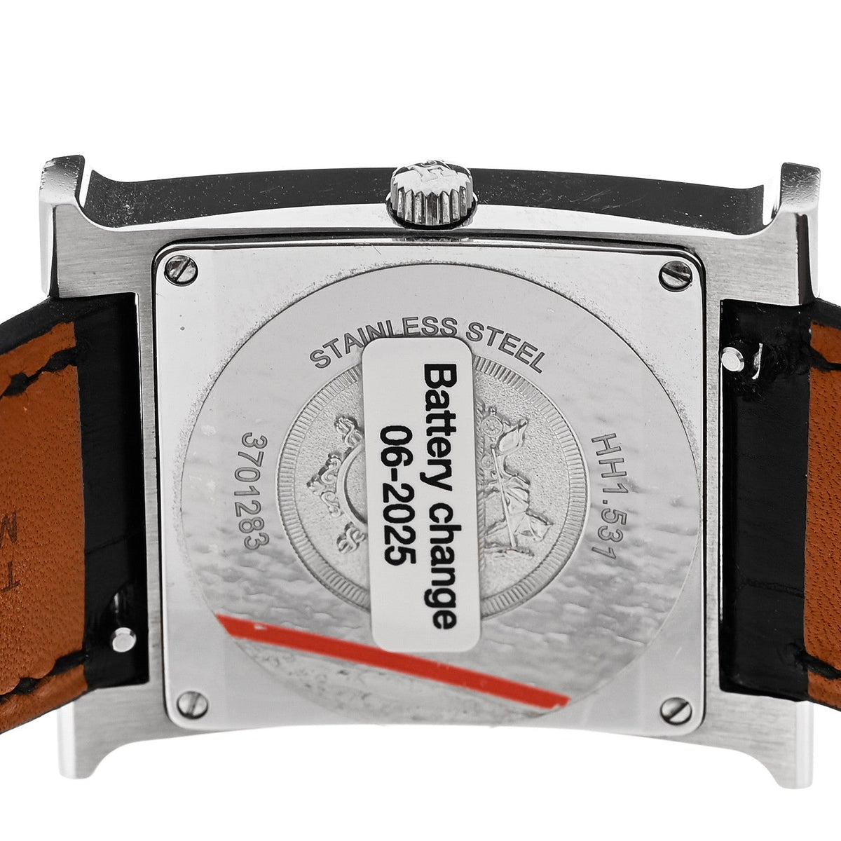Hermes H 26MM Quartz Watch Noir Alligator Stainless Steel