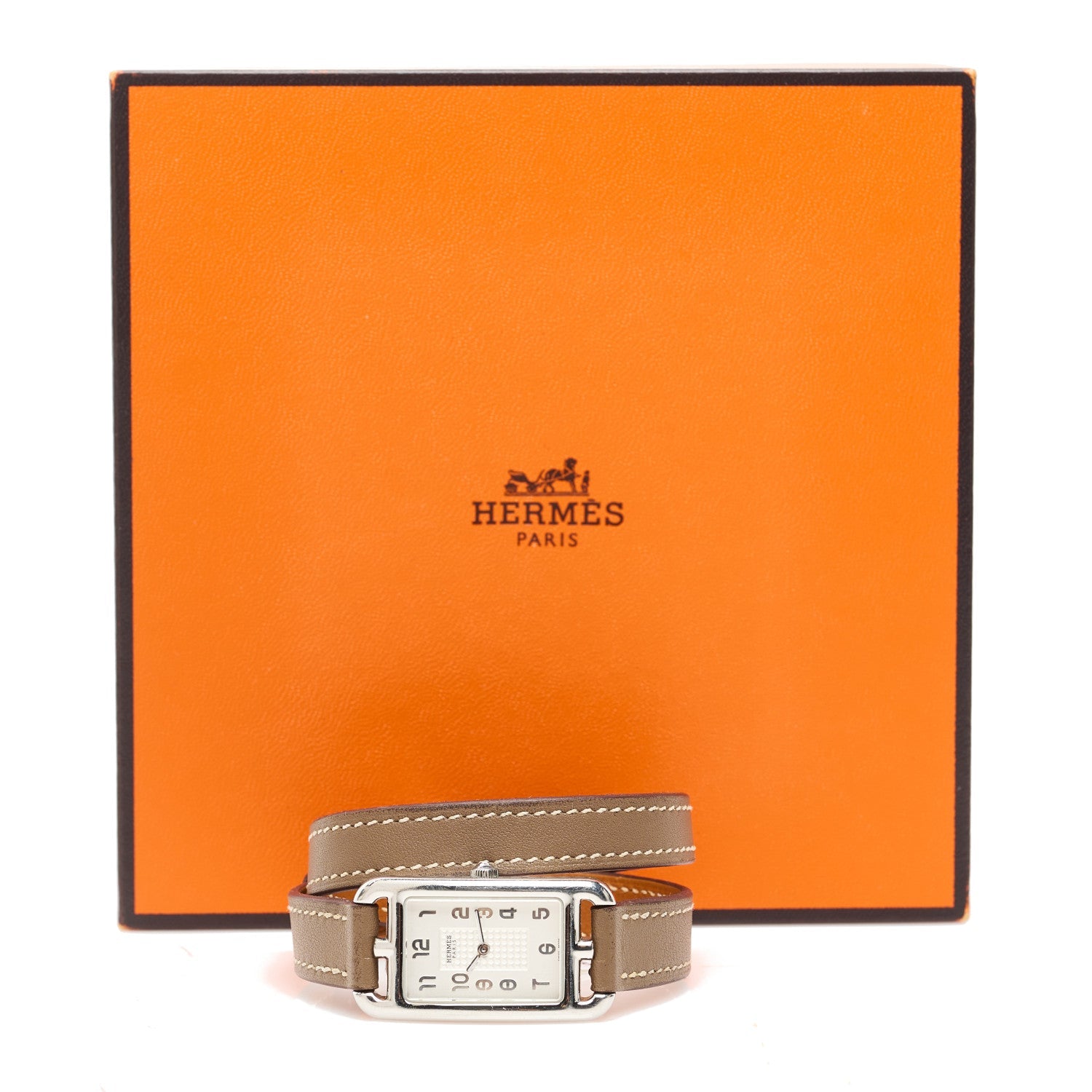 Hermès Swift 20mm Nantucket Double Tour Quartz Watch in Etoupe