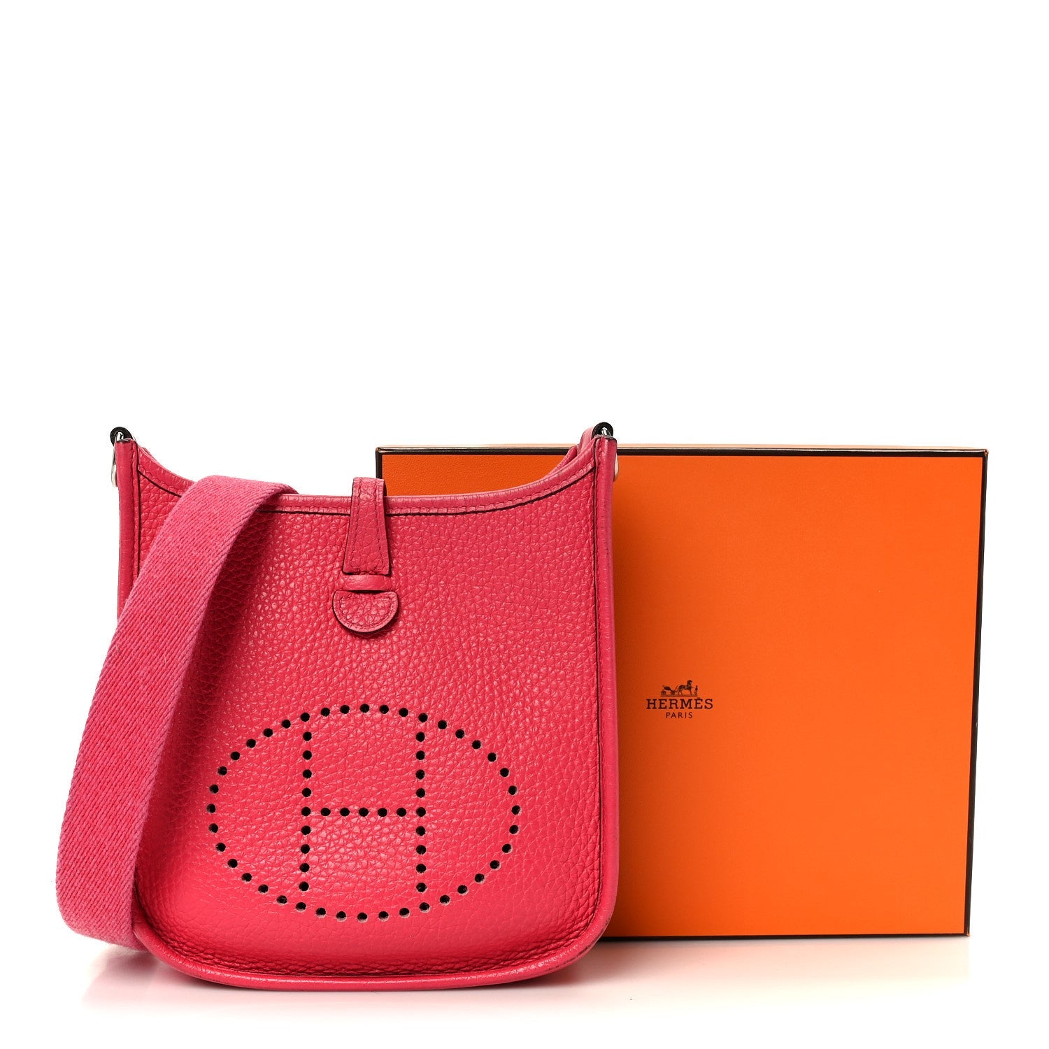エルメス ミニエヴリン TPM Rose Extreme トリヨンクレマンス シルバー金具 HERMES MINI EVELYNE TPM ROSE EXTREME TAURILLON CLEMENCE SILVER HARDWARE