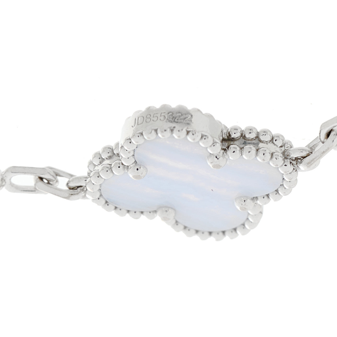 ヴァンクリーフ＆アーペル ヴィンテージアルハンブラ 5モチーフ ブレスレット カルセドニー 18K ホワイトゴールド VAN CLEEF & ARPELS VINTAGE ALHAMBRA 5 MOTIFS BRACELET CHALCEDONY 18K WHITE GOLD