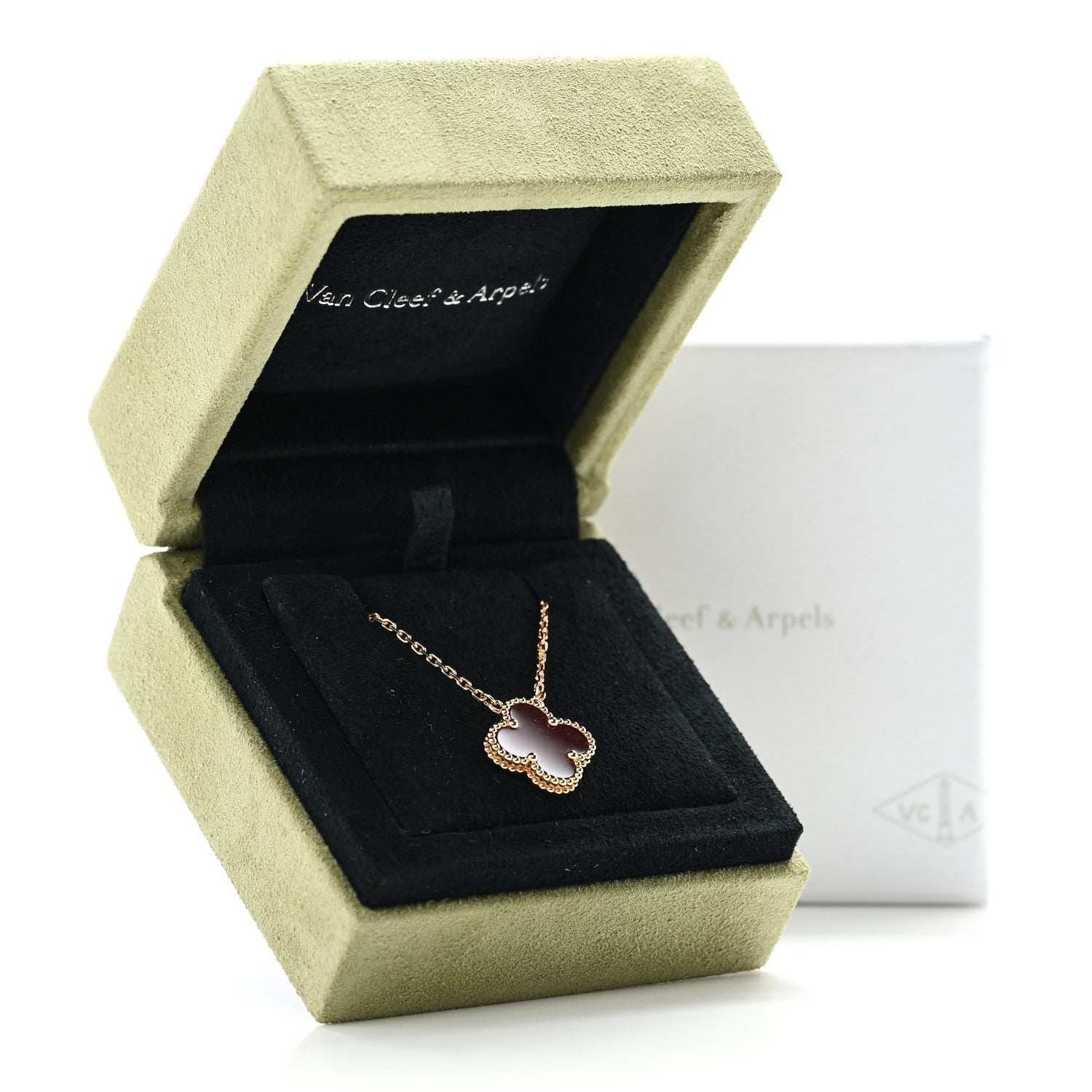 ヴァンクリーフ&アーペル 18Kイエローゴールド カーネリアン ヴィンテージ アルハンブラ ペンダントネックレス