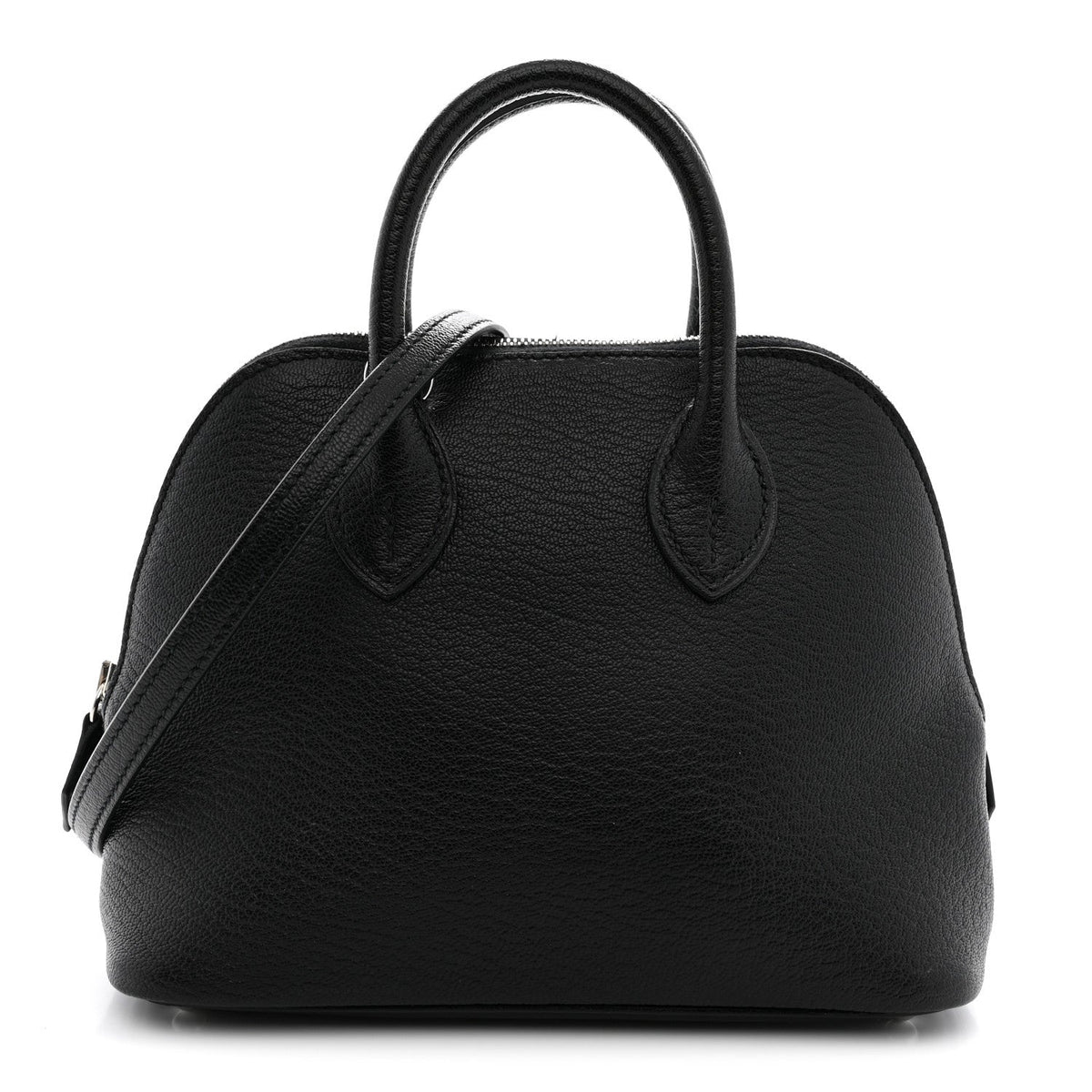 Hermès Mini Bolide 1923 Black Chèvre Mysore Silver Hardware