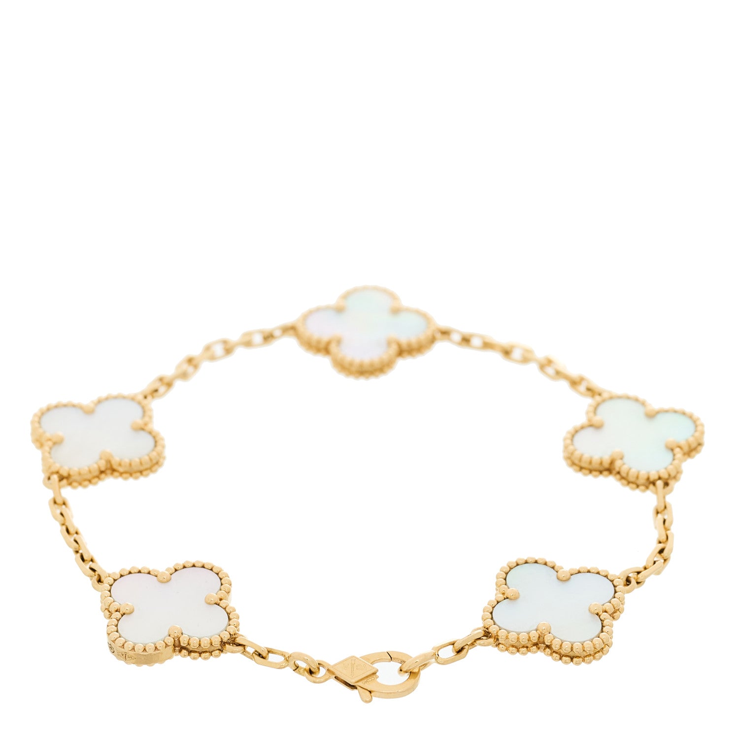 ヴァンクリーフ＆アーペル ヴィンテージアルハンブラ 5モチーフ ブレスレット マザーオブパール 18K イエローゴールド VAN CLEEF & ARPELS VINTAGE ALHAMBRA 5 MOTIFS BRACELET MOTHER OF PEARL 18K YELLOW GOLD