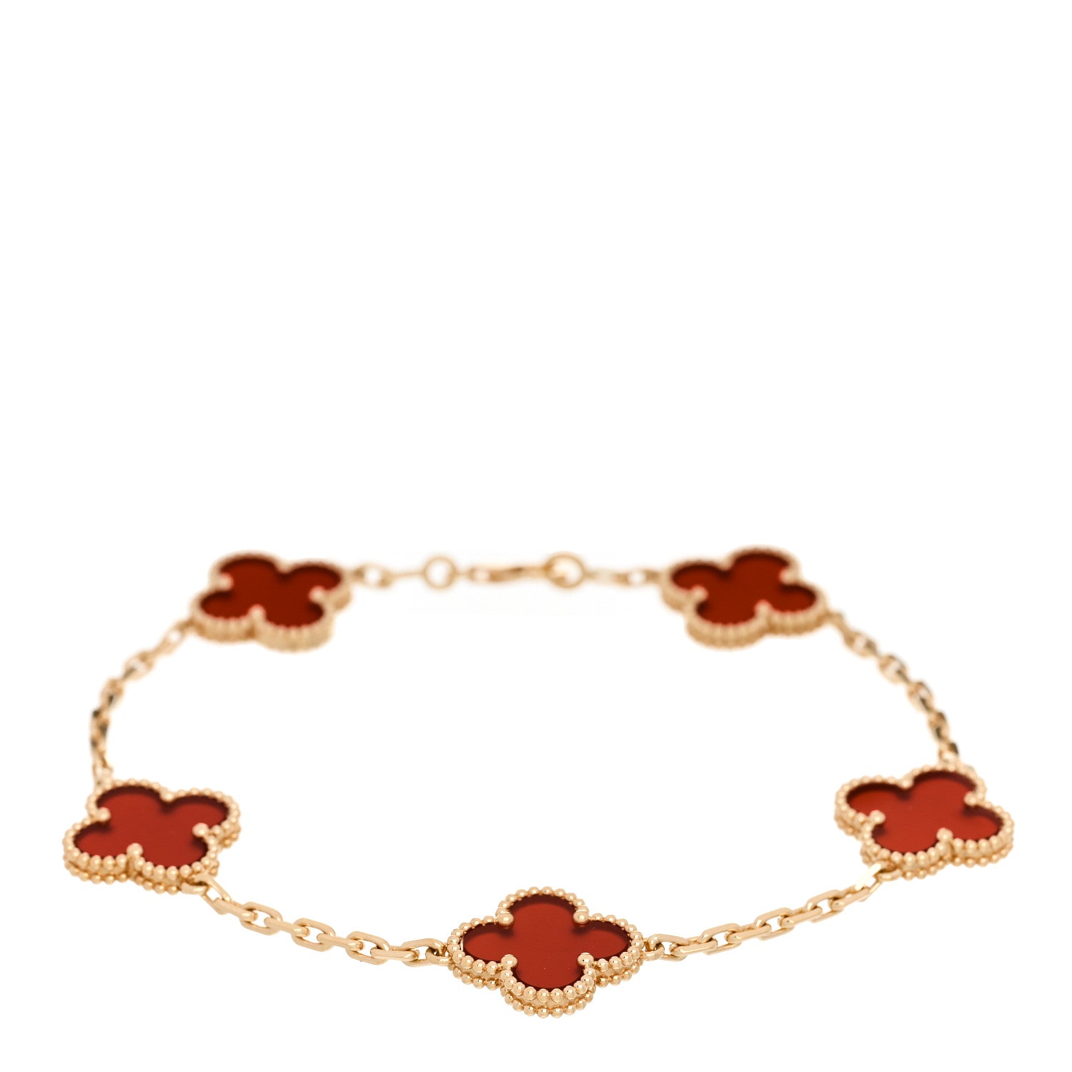 ヴァンクリーフ＆アーペル ヴィンテージアルハンブラ 5モチーフ ブレスレット カーネリアン 18K イエローゴールド VAN CLEEF & ARPELS VINTAGE ALHAMBRA 5 MOTIFS BRACELET CARNELIAN 18K YELLOW GOLD