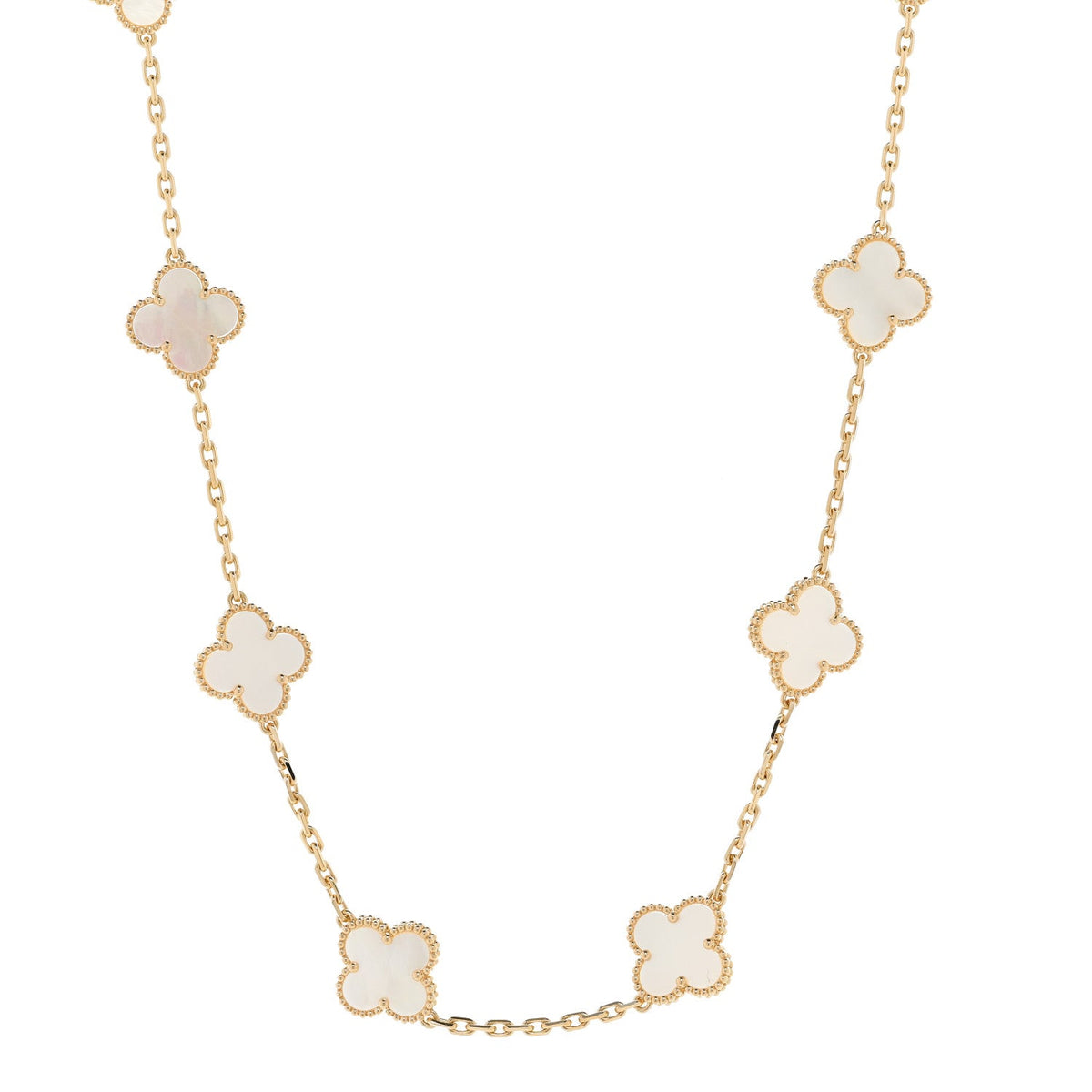 ヴァンクリーフ＆アーペル ヴィンテージアルハンブラ 10モチーフ ネックレス マザーオブパール 18K イエローゴールド VAN CLEEF & ARPELS VINTAGE ALHAMBRA 10 MOTIFS NECKLACE MOTHER OF PEARL 18K YELLOW GOLD