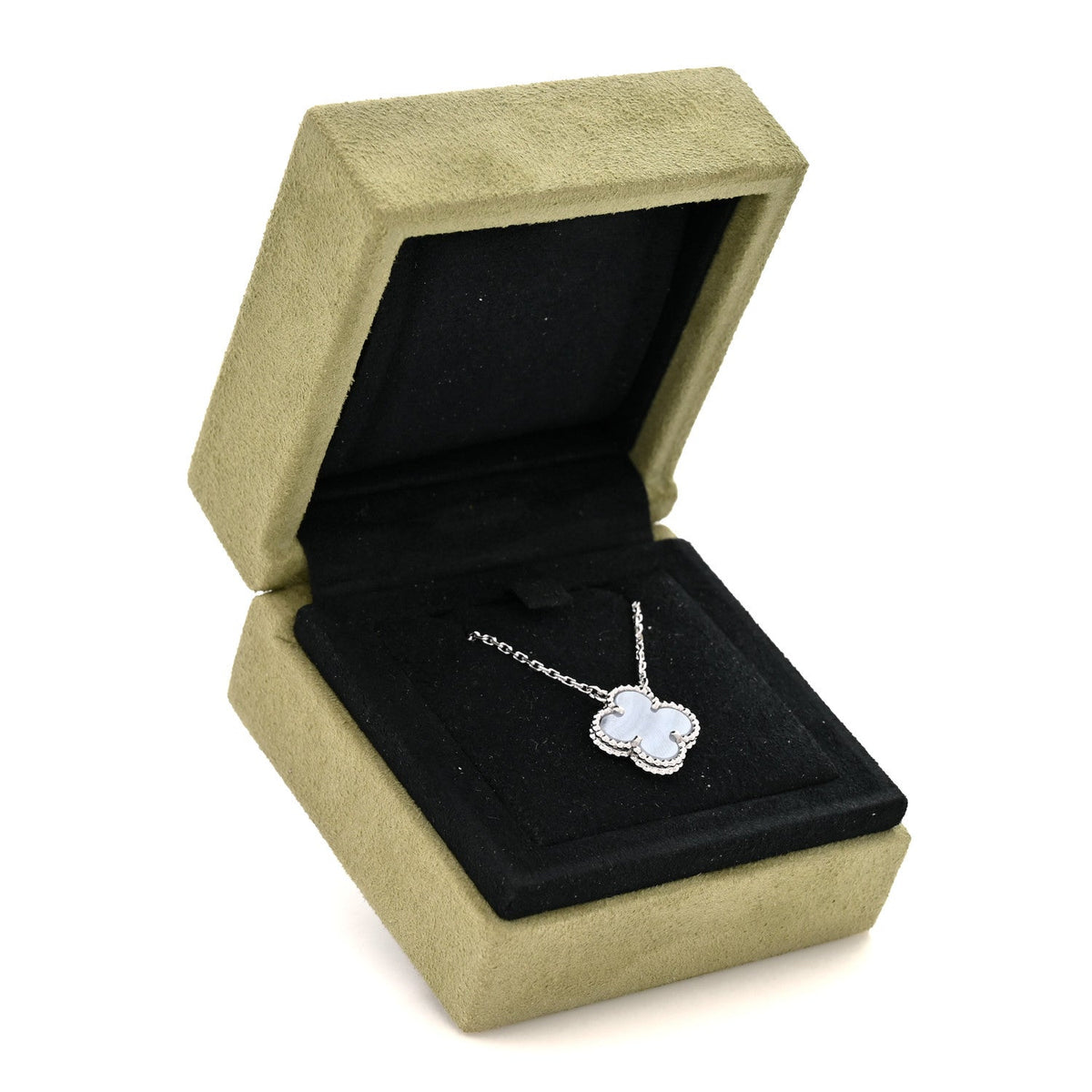 ヴァンクリーフ＆アーペル ヴィンテージアルハンブラ ペンダントネックレス カルセドニー 18K ホワイトゴールド VAN CLEEF & ARPELS VINTAGE ALHAMBRA PENDANT NECKLACE CHALCEDONY 18K WHITE GOLD
