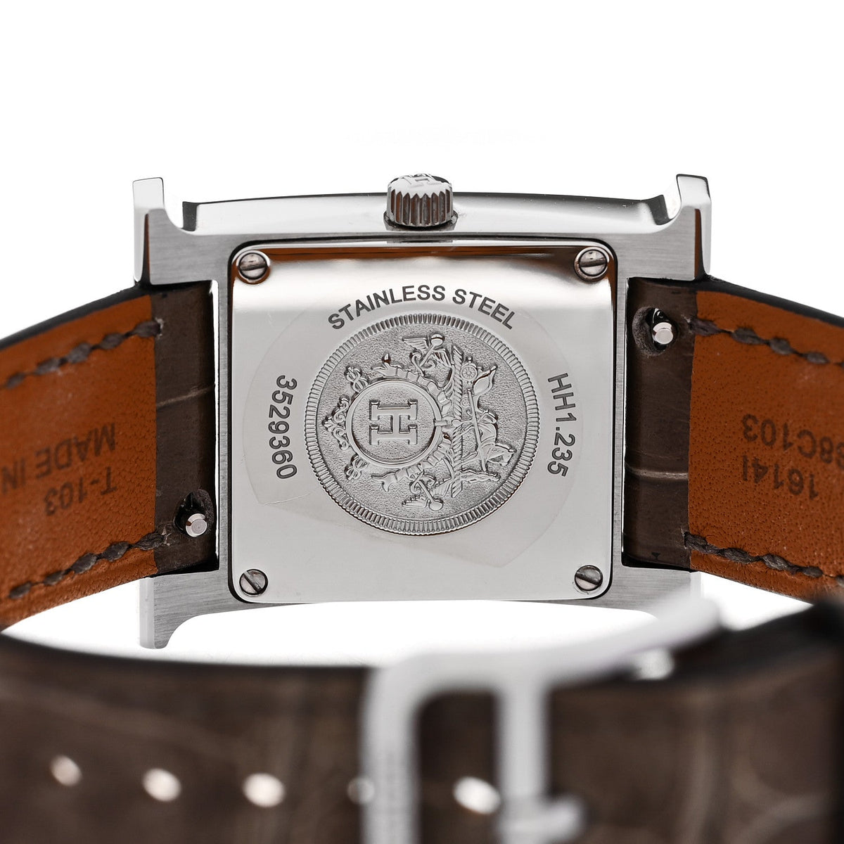 Hermes Heure H 21MM Quartz Watch Gris Elephant Alligator Stainless Steel