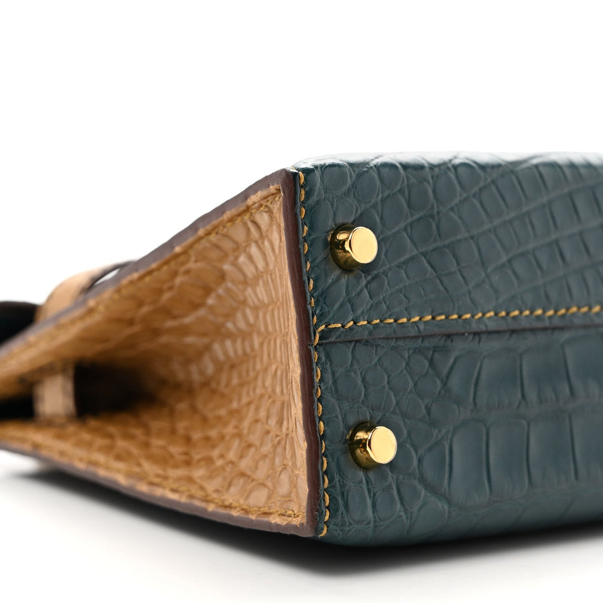 Hermès Mini Kelly 20 HSS Personal Order Sellier Vert Cypress Kraft Matte Alligator, Gold Hardware