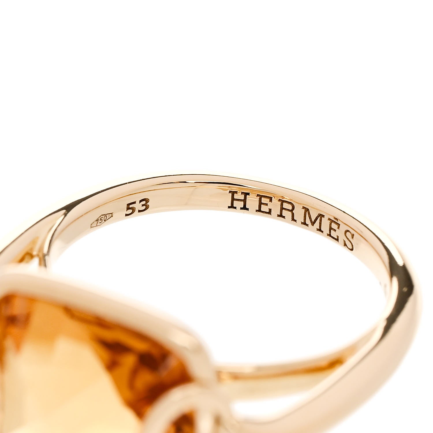エルメス 18Kイエローゴールド シトリン ナウシカ リング 53 6.5