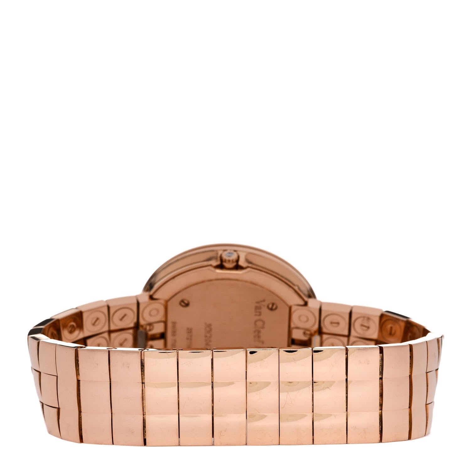 ヴァンクリーフ＆アーペル 18Kローズゴールド ダイヤモンドベゼル 32mm チャーム クォーツウォッチ 腕時計 ブラック