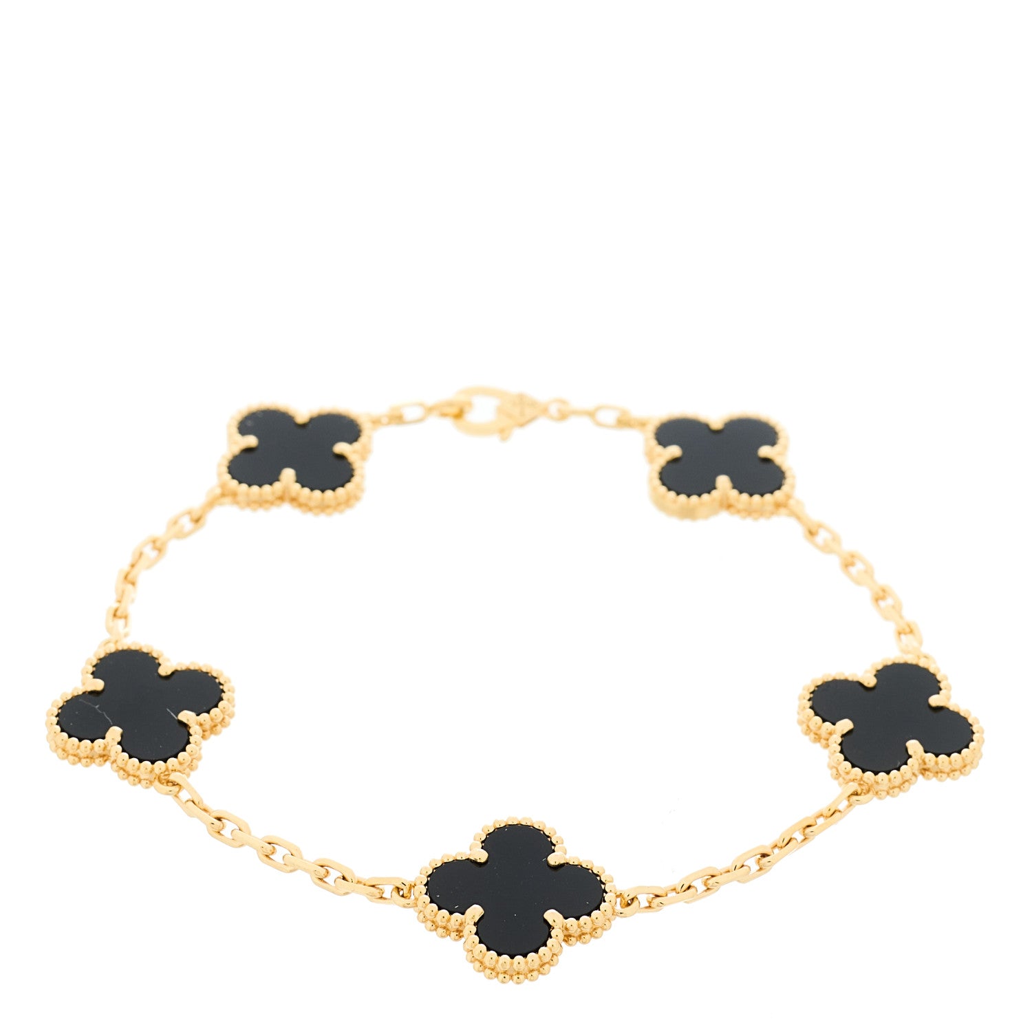 ヴァンクリーフ＆アーペル ヴィンテージアルハンブラ 5モチーフ ブレスレット ブラックオニキス 18K イエローゴールド VAN CLEEF & ARPELS VINTAGE ALHAMBRA 5 MOTIFS BRACELET BLACK ONYX 18K YELLOW GOLD
