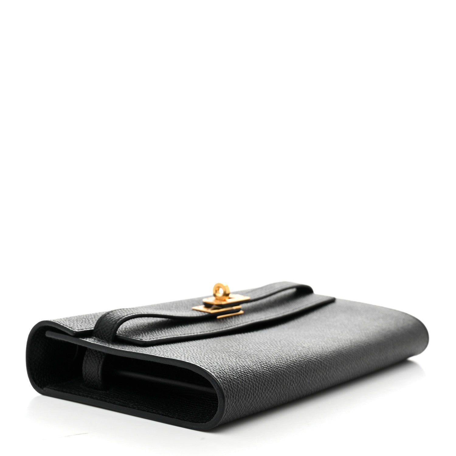 HERMES KELLY TO GO WALLET BLACK EPSOM GOLD HARDWARE