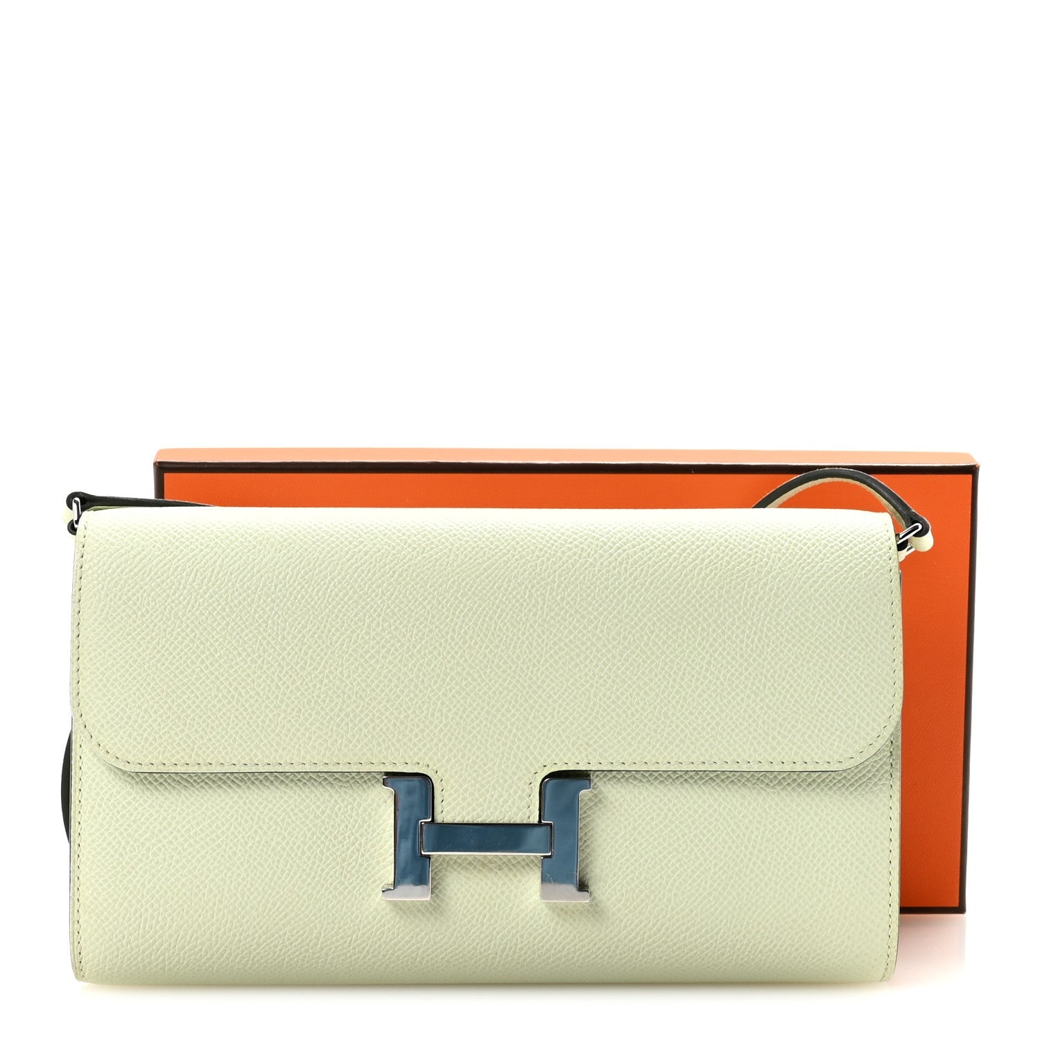 HERMES CONSTANCE TO GO WALLET VERT FIZZ EPSOM SILVER HARDWARE