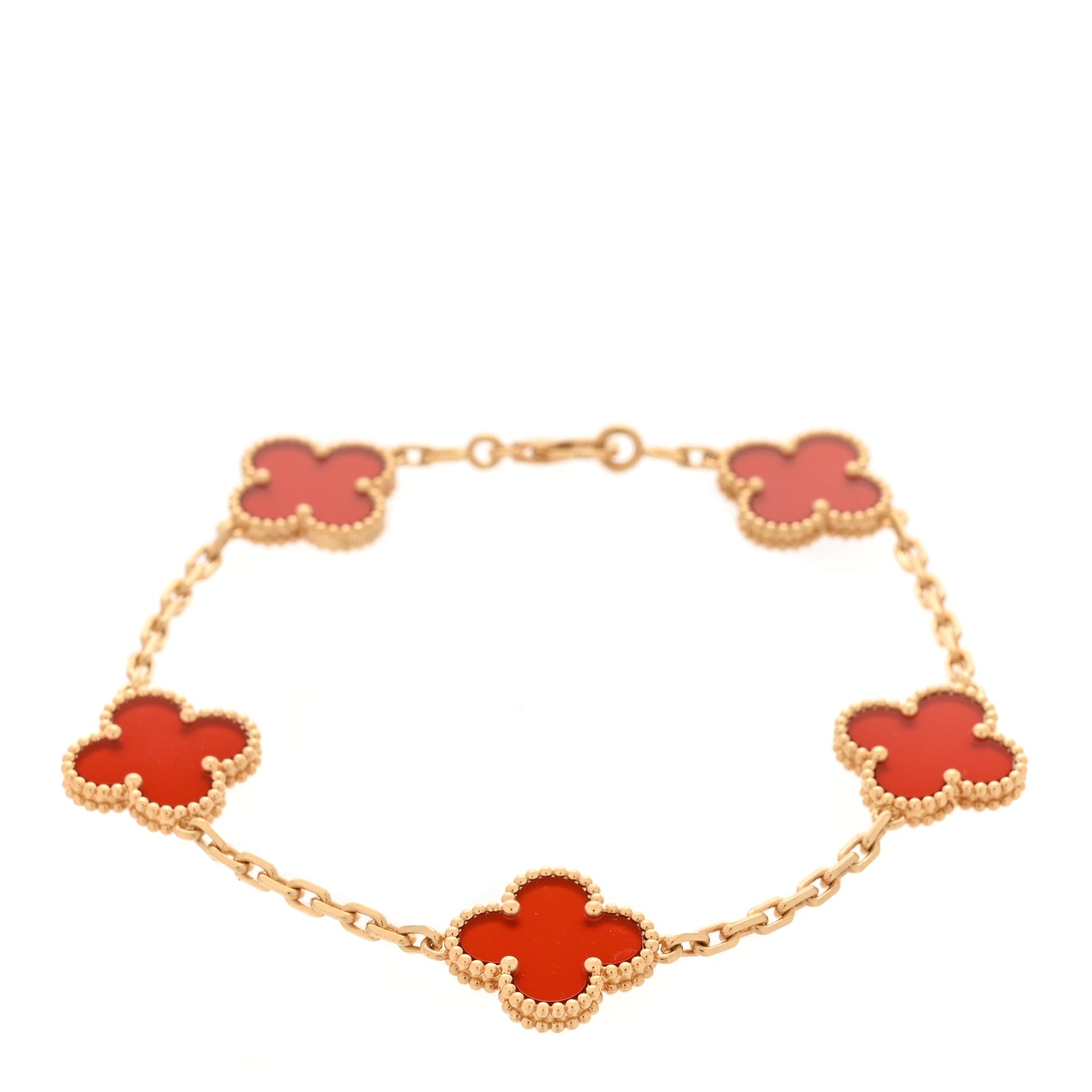 ヴァンクリーフ＆アーペル ヴィンテージアルハンブラ 5モチーフ ブレスレット カーネリアン 18K イエローゴールド VAN CLEEF & ARPELS VINTAGE ALHAMBRA 5 MOTIFS BRACELET CARNELIAN 18K YELLOW GOLD