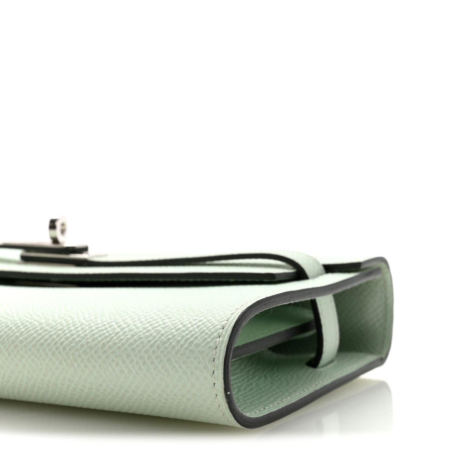 HERMES KELLY TO GO WALLET VERT PEPPERMINT EPSOM SILVER HARDWARE