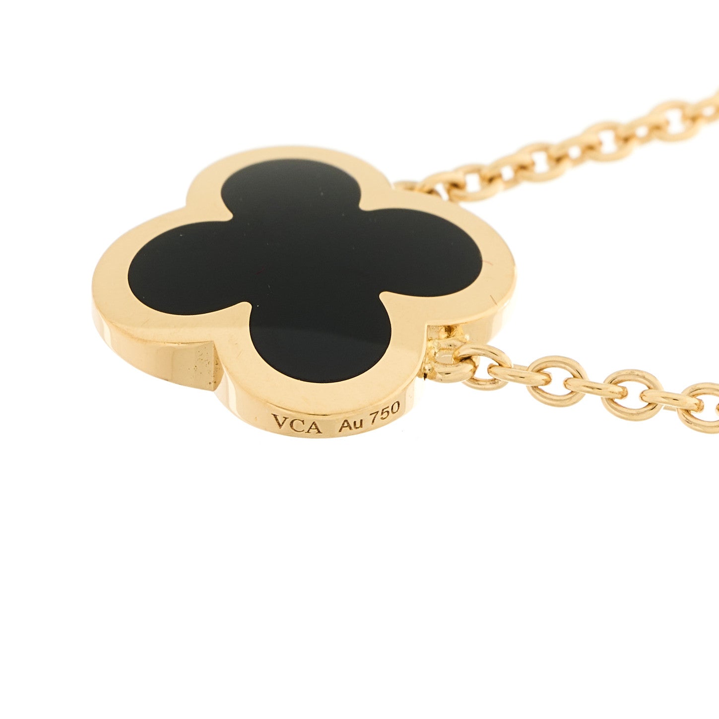 ヴァンクリーフ&アーペル 18Kイエローゴールド ブラックオニキス ピュアアルハンブラペンダントネックレス