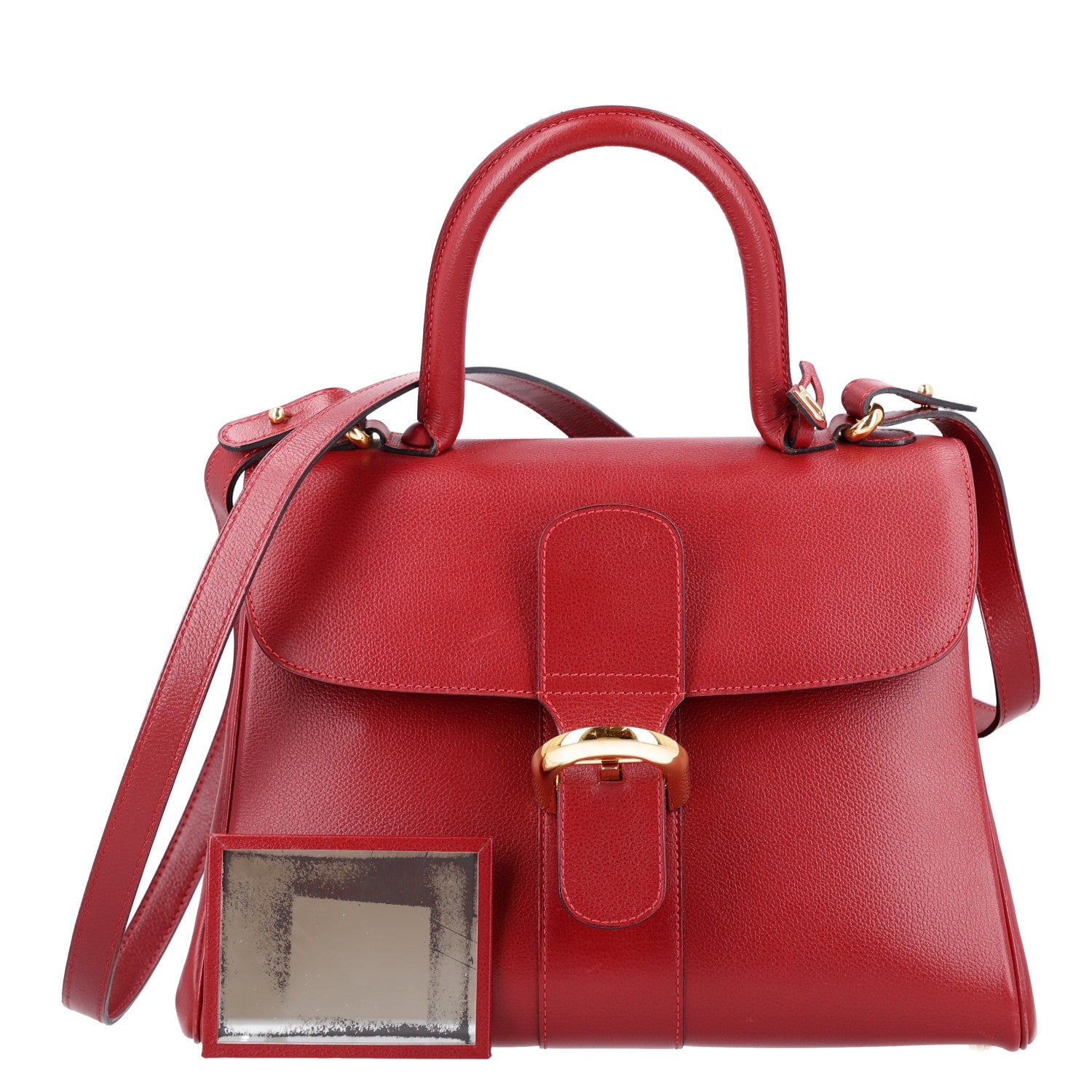 デルヴォー ブリヨン MM ショルダーバッグ Red グレインドカーフスキン ローズゴールド金具 DELVAUX BRILLANT MM SHOULDER BAG RED GRAINED CALFSKIN ROSE GOLD HARDWARE