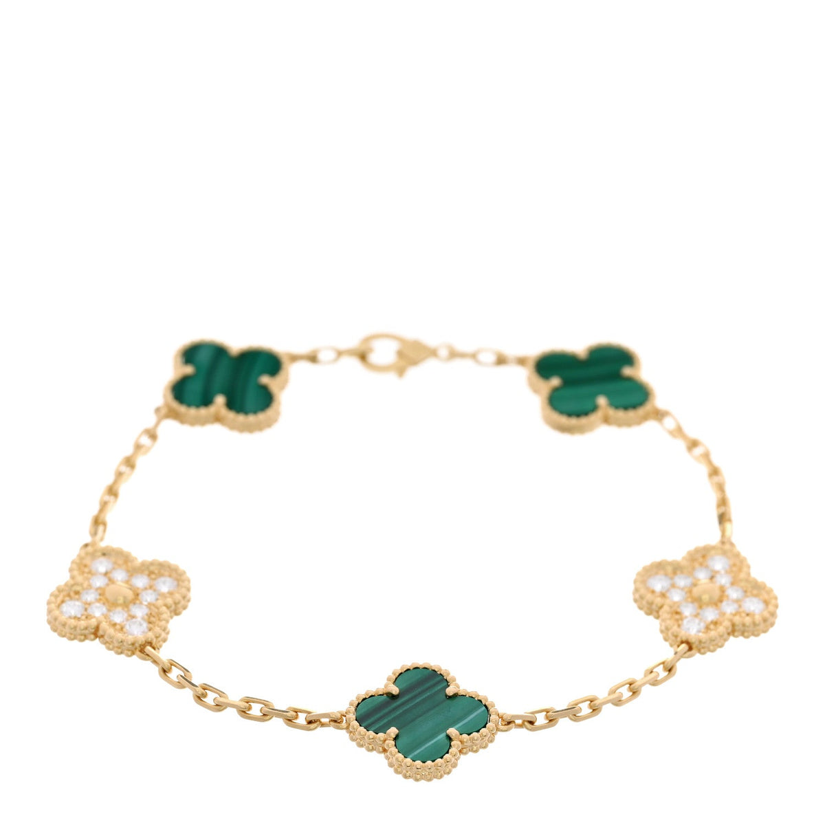 ヴァンクリーフ＆アーペル ヴィンテージアルハンブラ 5モチーフ ブレスレット マルチカラー 18K イエローゴールド VAN CLEEF & ARPELS VINTAGE ALHAMBRA 5 MOTIFS BRACELET MULTICOLOR 18K YELLOW GOLD