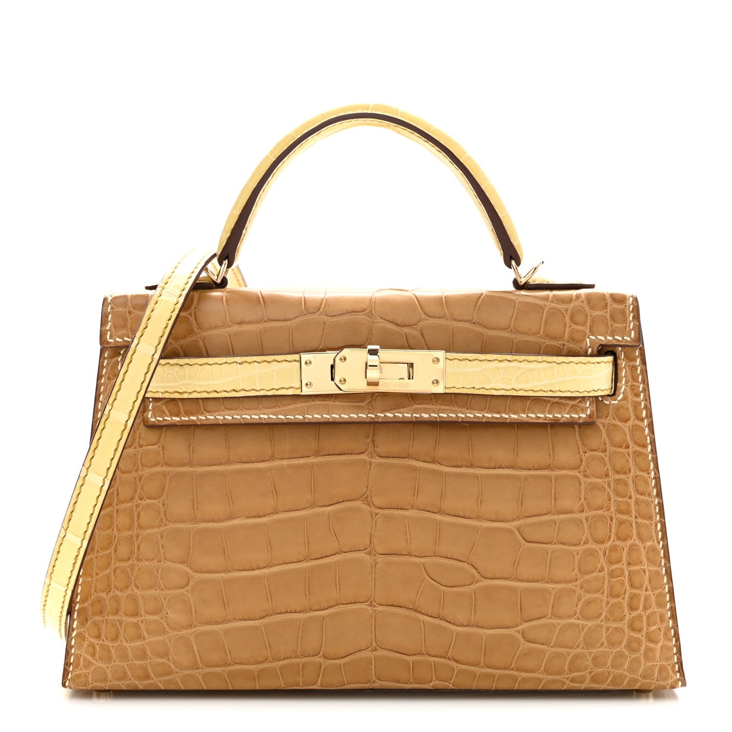 エルメス ミニケリー 20 HSS パーソナルオーダー 外縫い Kraft Vanille マットアリゲーター ローズゴールド金具 HERMES MINI KELLY 20 HSS PERSONAL ORDER SELLIER KRAFT VANILLE MATTE ALLIGATOR ROSE GOLD HARDWARE