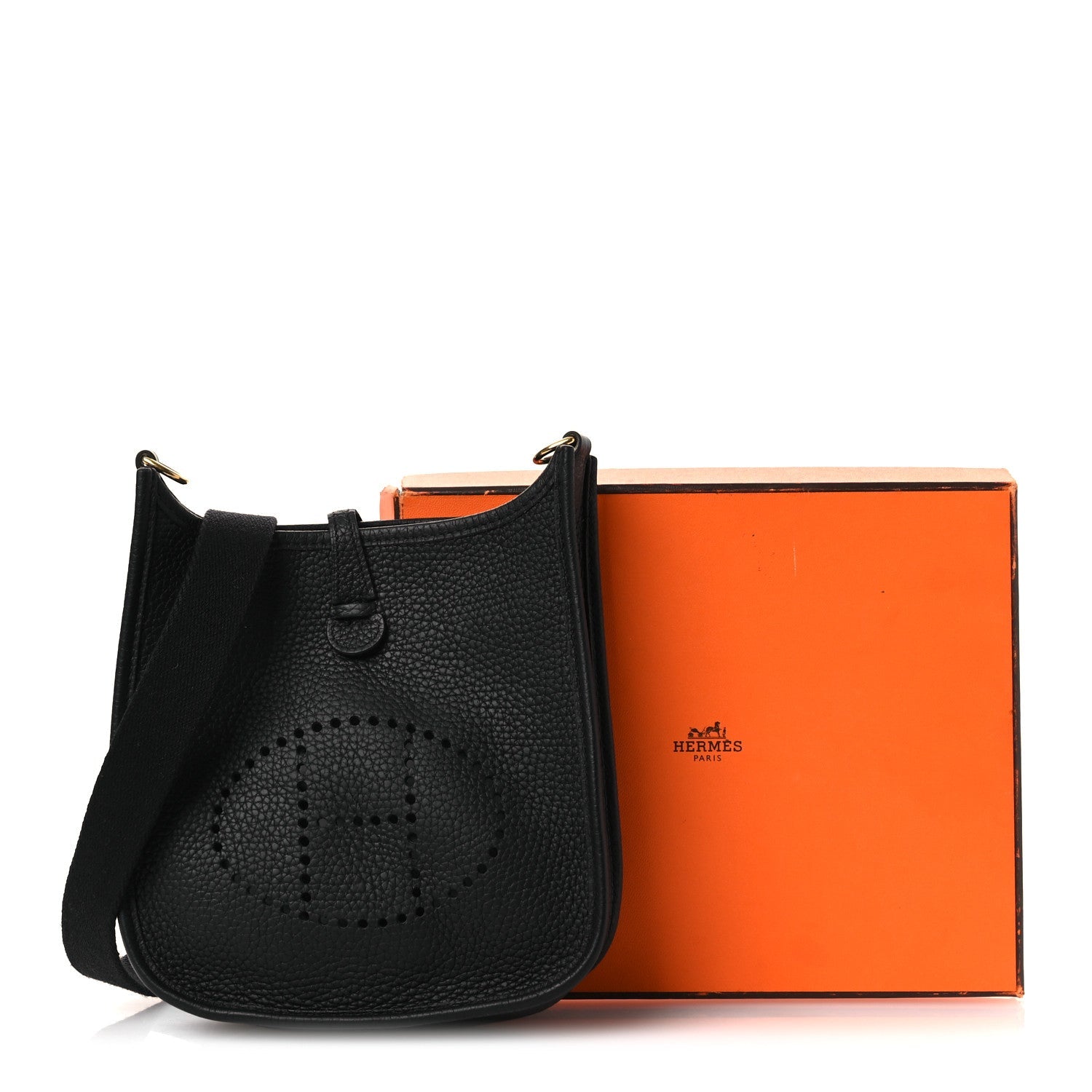 エルメス ミニエヴリン TPM Black トリヨンクレマンス ゴールド金具 HERMES MINI EVELYNE TPM BLACK TAURILLON CLEMENCE GOLD HARDWARE