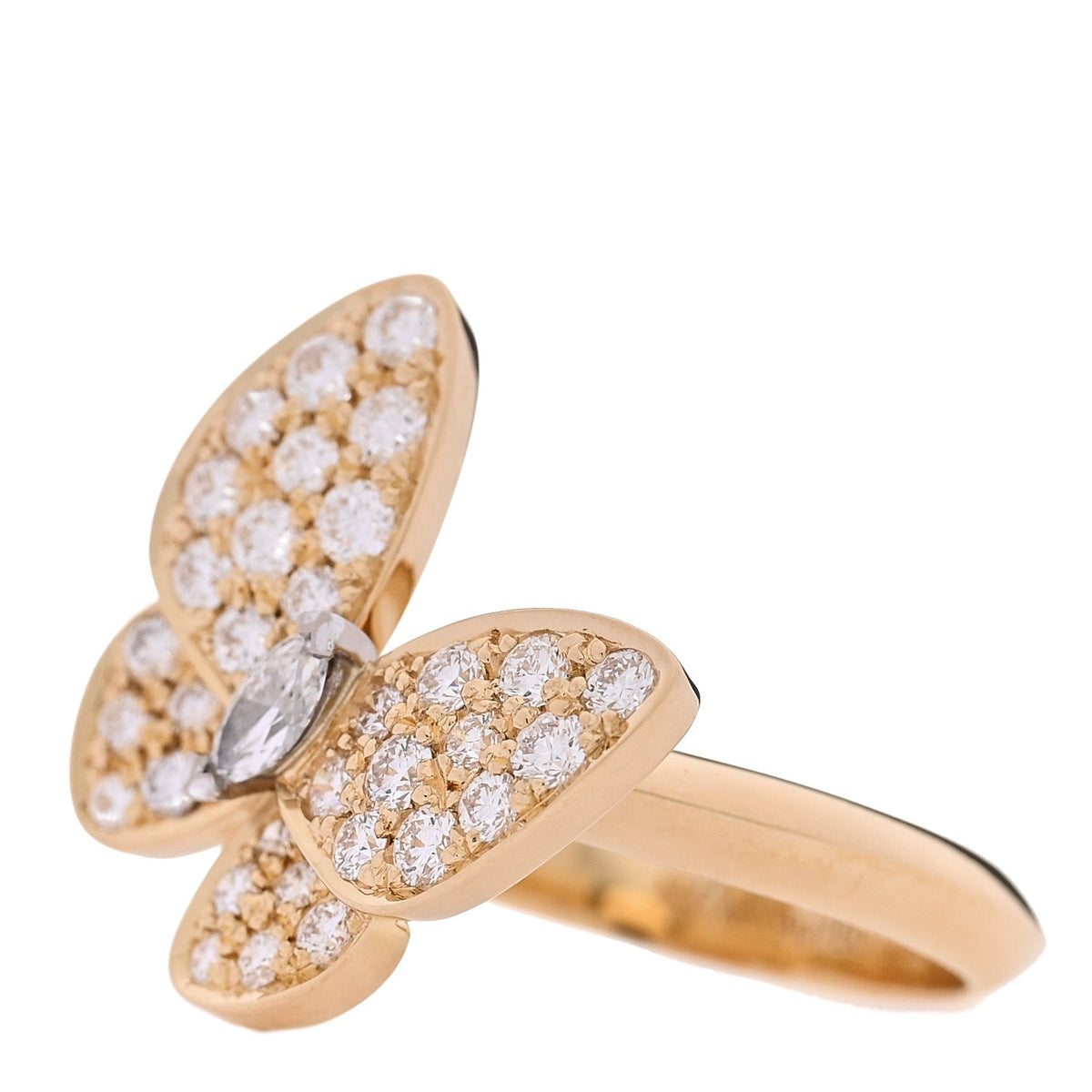 ヴァンクリーフ＆アーペル ツーバタフライ リング ダイヤモンド 18K イエローゴールド VAN CLEEF & ARPELS TWO BUTTERFLY RING DIAMOND 18K YELLOW GOLD