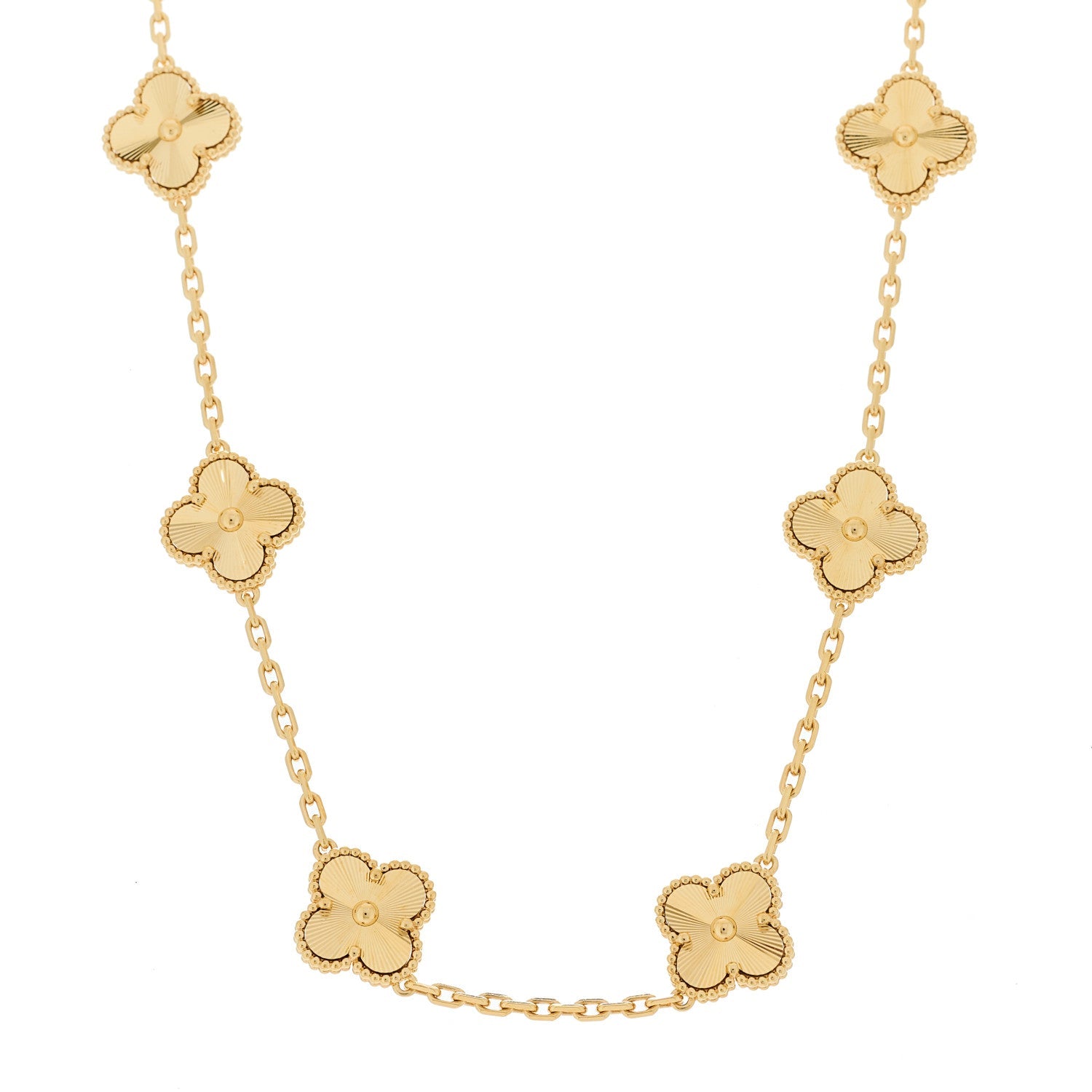 ヴァンクリーフ＆アーペル ヴィンテージアルハンブラ 10モチーフ ネックレス ギョーシェ 18K イエローゴールド VAN CLEEF & ARPELS VINTAGE ALHAMBRA 10 MOTIFS NECKLACE GUILLOCHÉ 18K YELLOW GOLD