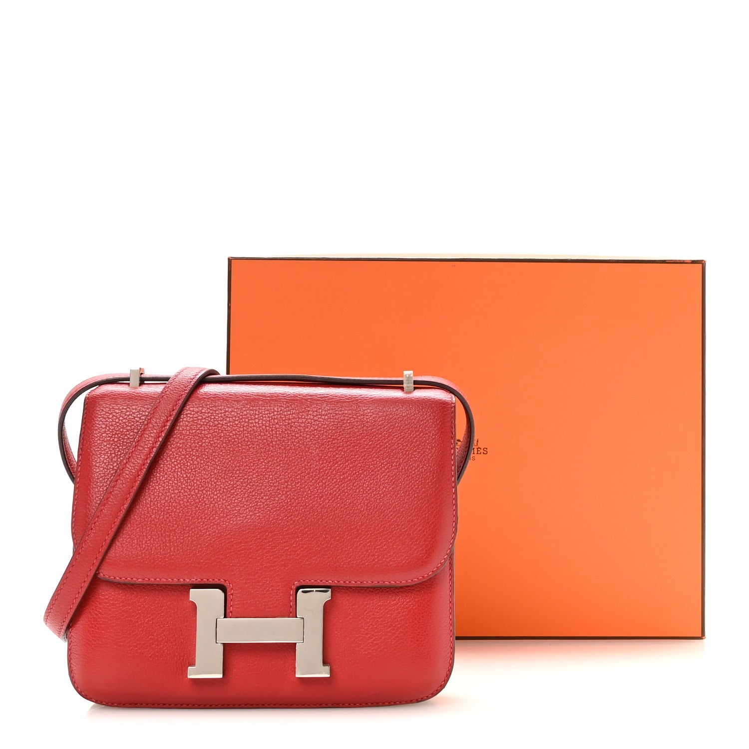 エルメス ミニコンスタンス 18 Rouge Piment シェーブルミゾール シルバー金具 HERMES MINI CONSTANCE 18 ROUGE PIMENT CHEVRE MYSORE SILVER HARDWARE