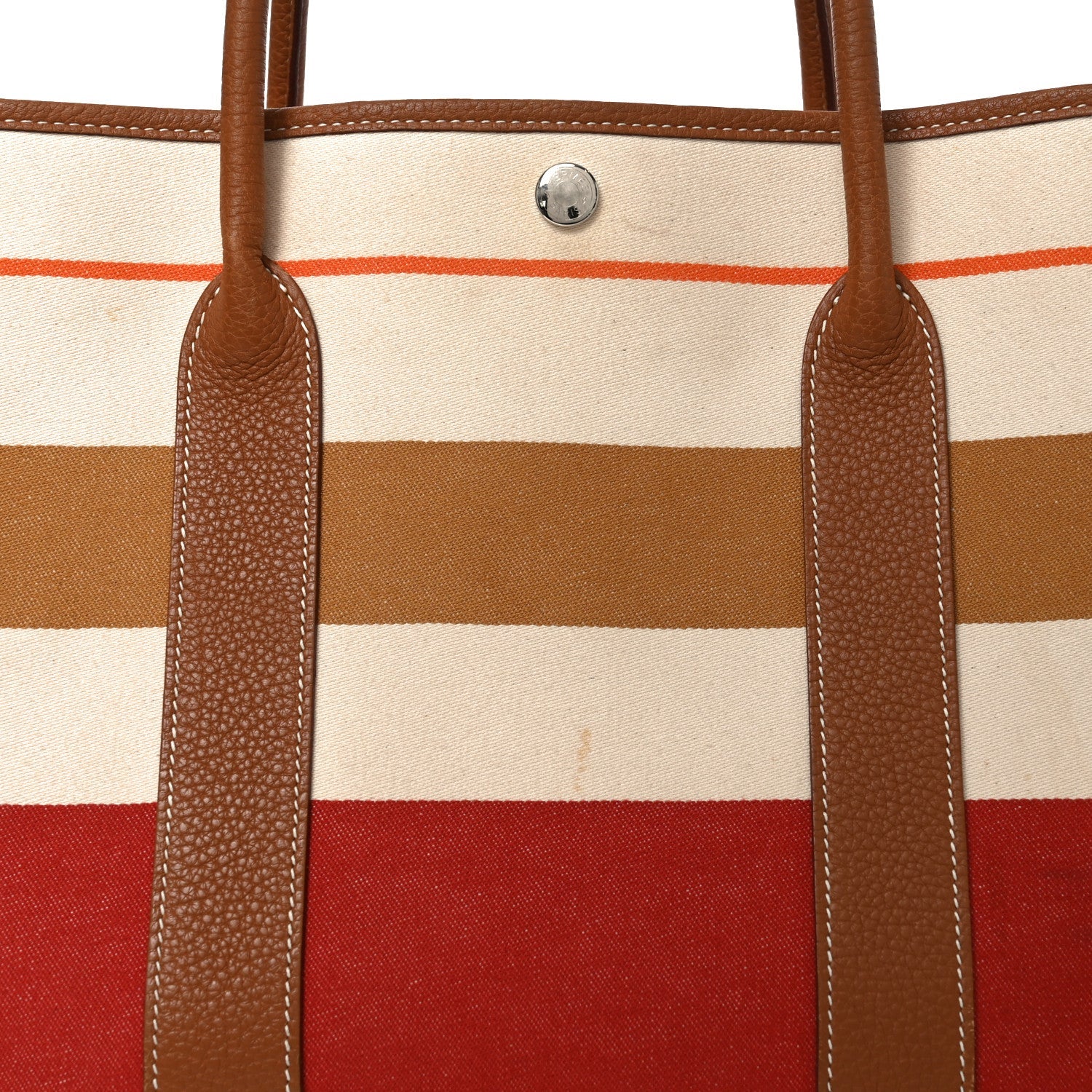 HERMES GARDEN PARTY 36 MULTICOLOR GOLD STRIPED NEGONDA TOILE SILVER HARDWARE