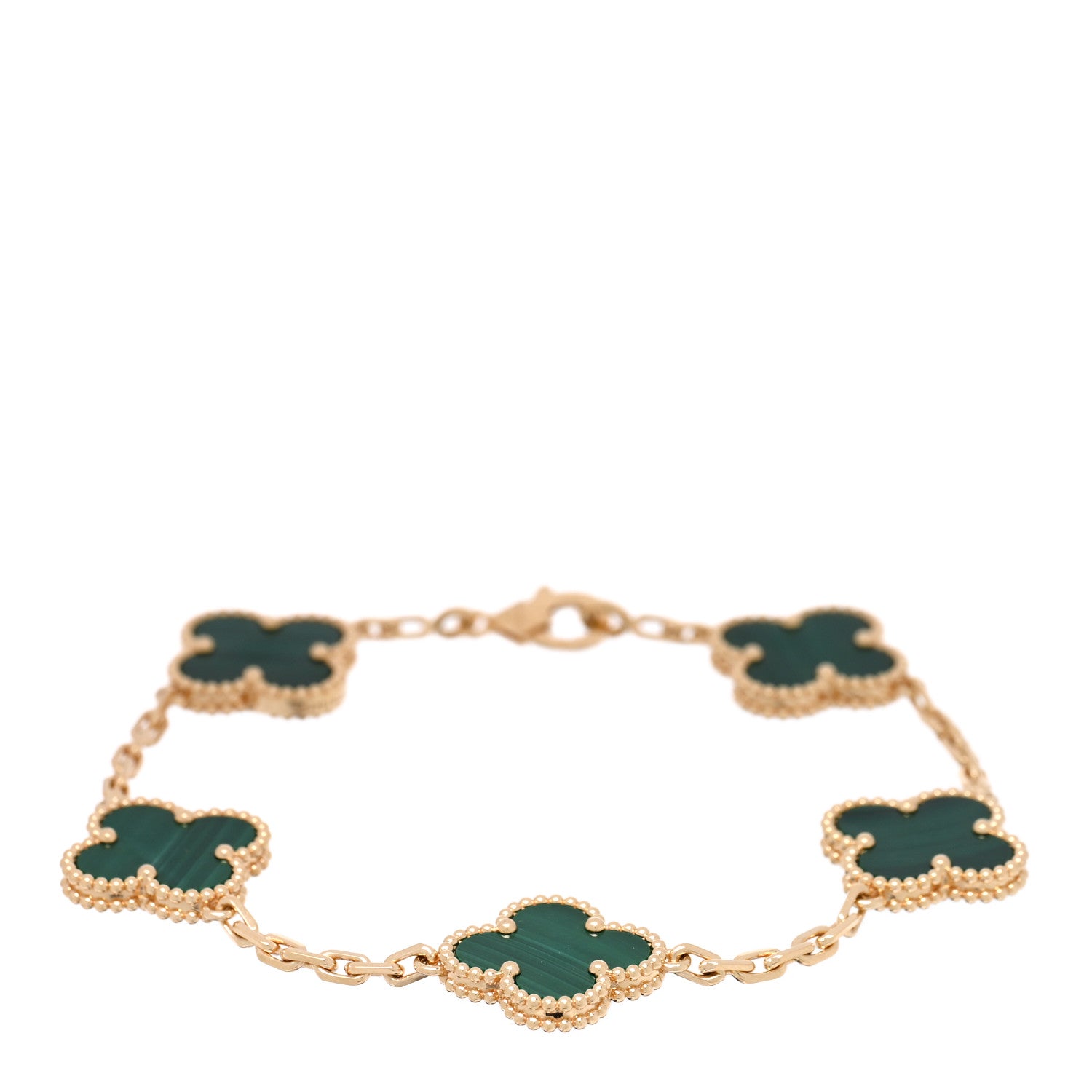 ヴァンクリーフ＆アーペル ヴィンテージアルハンブラ 5モチーフ ブレスレット マラカイト 18K イエローゴールド VAN CLEEF & ARPELS VINTAGE ALHAMBRA 5 MOTIFS BRACELET MALACHITE 18K YELLOW GOLD