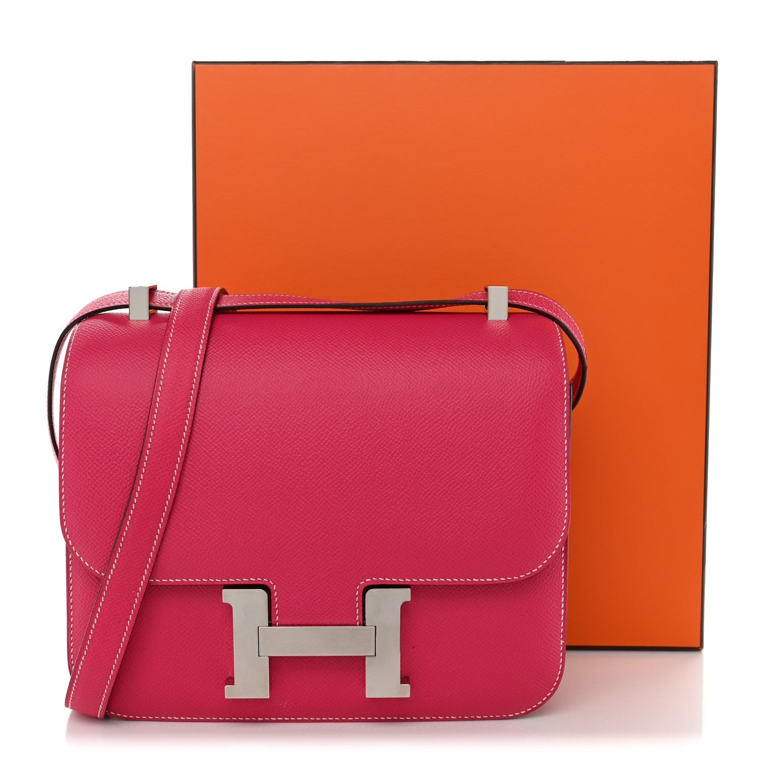 エルメス コンスタンス 24 Rose Tyrien エプソン シルバー金具 HERMES CONSTANCE 24 ROSE TYRIEN EPSOM SILVER HARDWARE