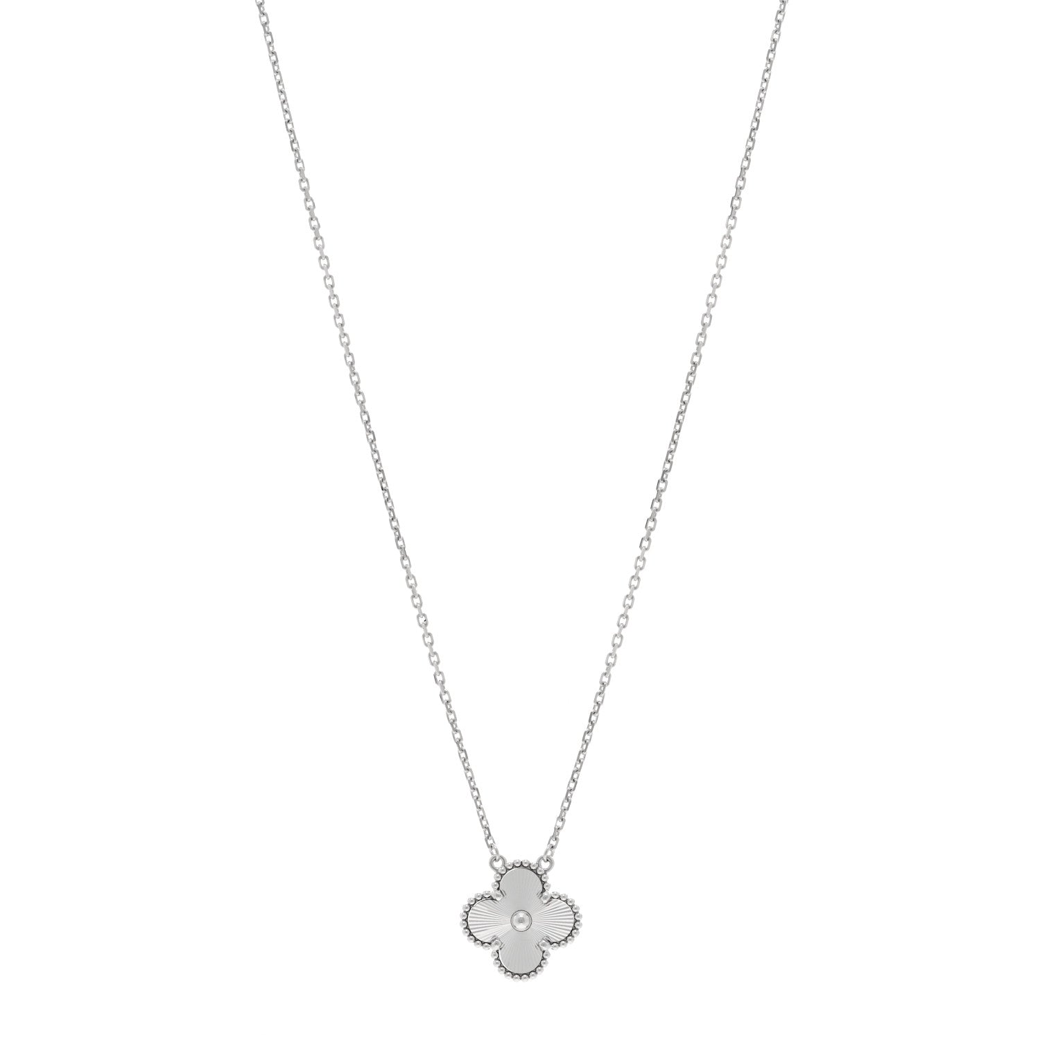 ヴァンクリーフ＆アーペル ヴィンテージアルハンブラ ペンダントネックレス ギョーシェ 18K ホワイトゴールド VAN CLEEF & ARPELS VINTAGE ALHAMBRA PENDANT NECKLACE GUILLOCHÉ 18K WHITE GOLD