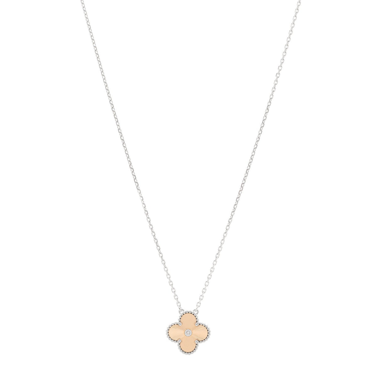 Van Cleef & Arpels Vintage Alhambra Pendant Necklace Multicolor 18K Rose Gold 