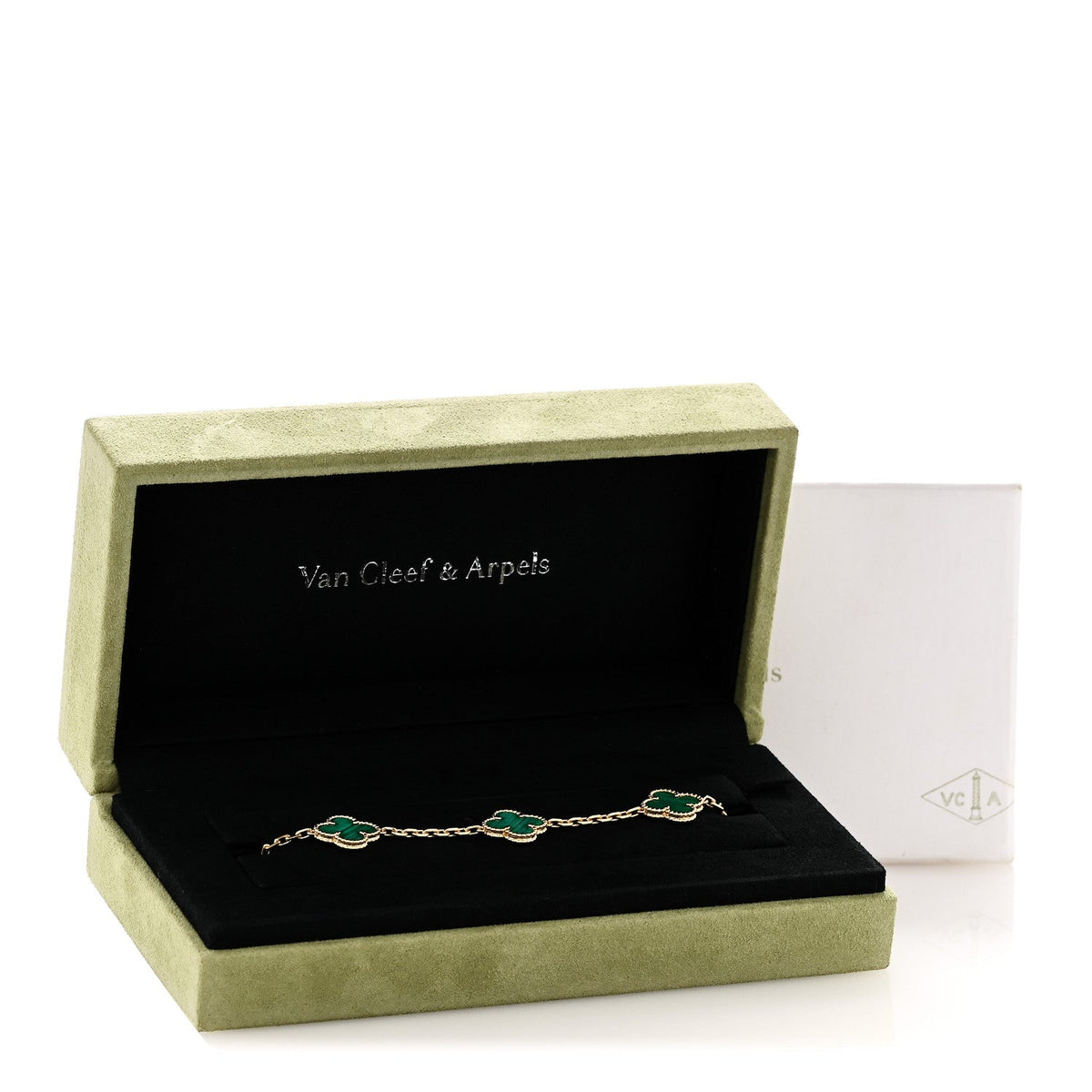ヴァンクリーフ＆アーペル ヴィンテージアルハンブラ 5モチーフ ブレスレット マラカイト 18K イエローゴールド VAN CLEEF & ARPELS VINTAGE ALHAMBRA 5 MOTIFS BRACELET MALACHITE 18K YELLOW GOLD
