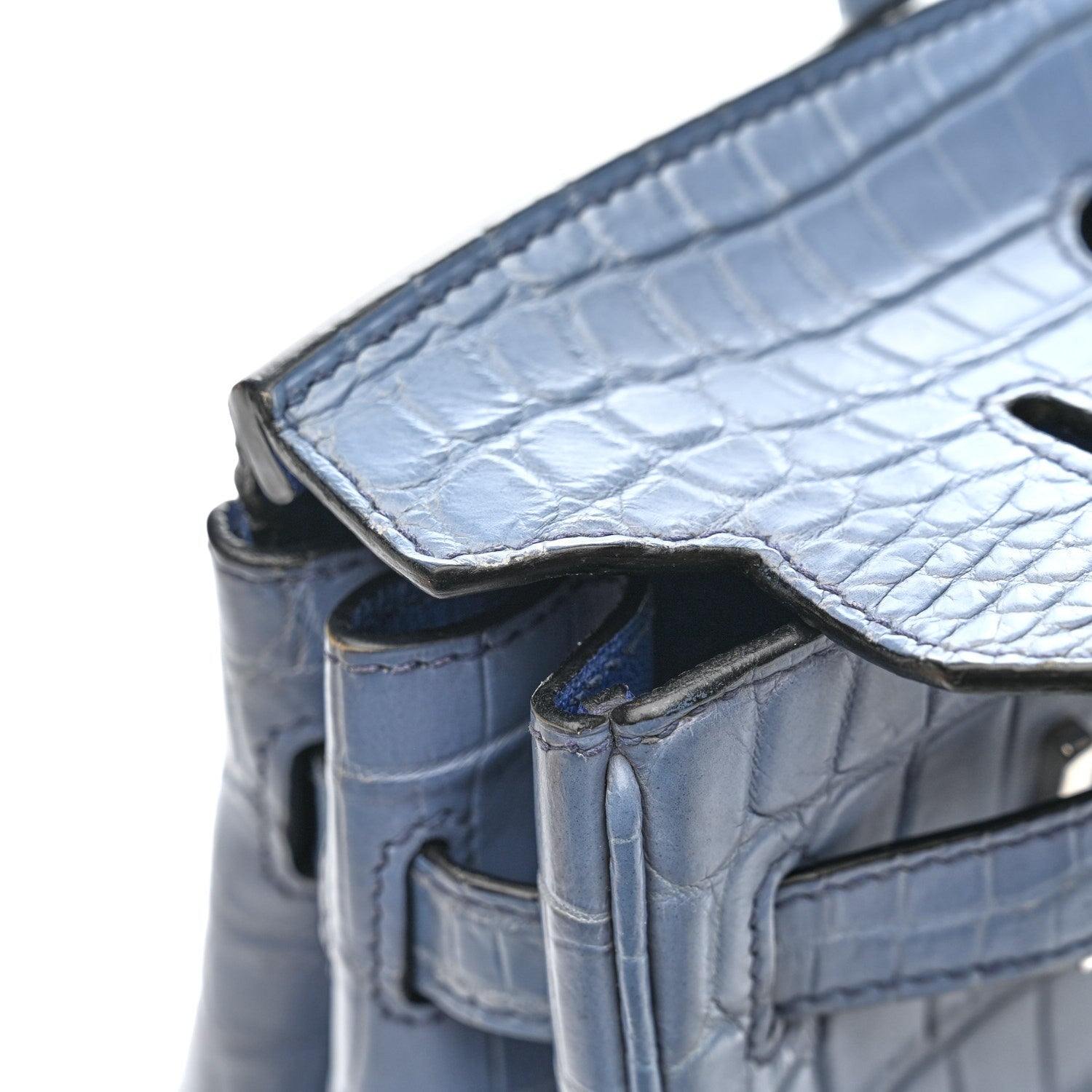 Hermes Birkin 30 Bleu Brighton Matte Porosus Crocodile Silver Hardware HERMES BIRKIN 30 BLEU BRIGHTON SILVER HARDWARE