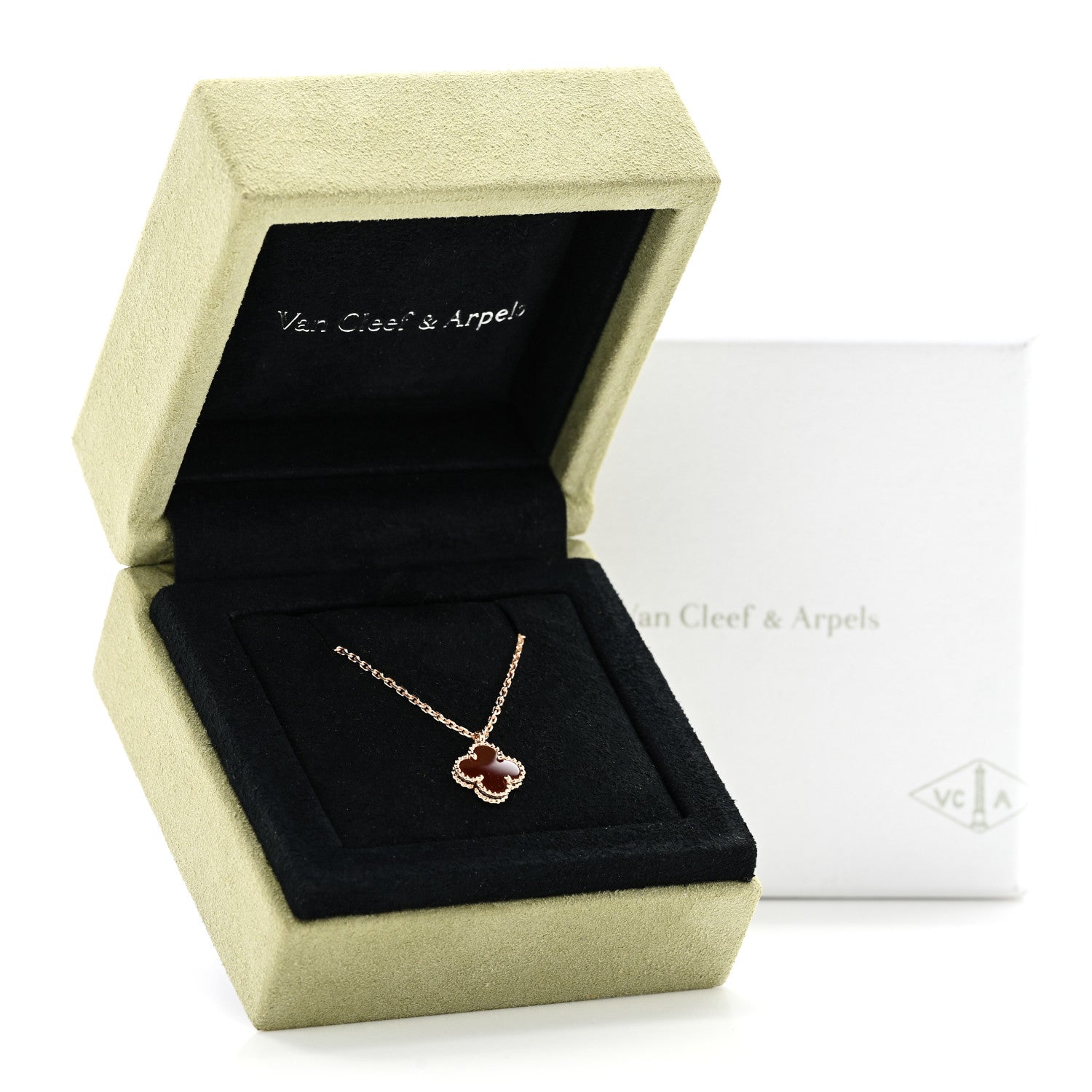 ヴァンクリーフ&アーペル 18Kローズゴールド カーネリアン スウィートアルハンブラ ペンダントネックレス