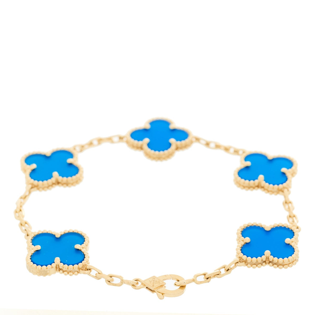 ヴァンクリーフ＆アーペル ヴィンテージアルハンブラ 5モチーフ ブレスレット ブルーアゲート 18K イエローゴールド VAN CLEEF & ARPELS VINTAGE ALHAMBRA 5 MOTIFS BRACELET BLUE AGATE 18K YELLOW GOLD