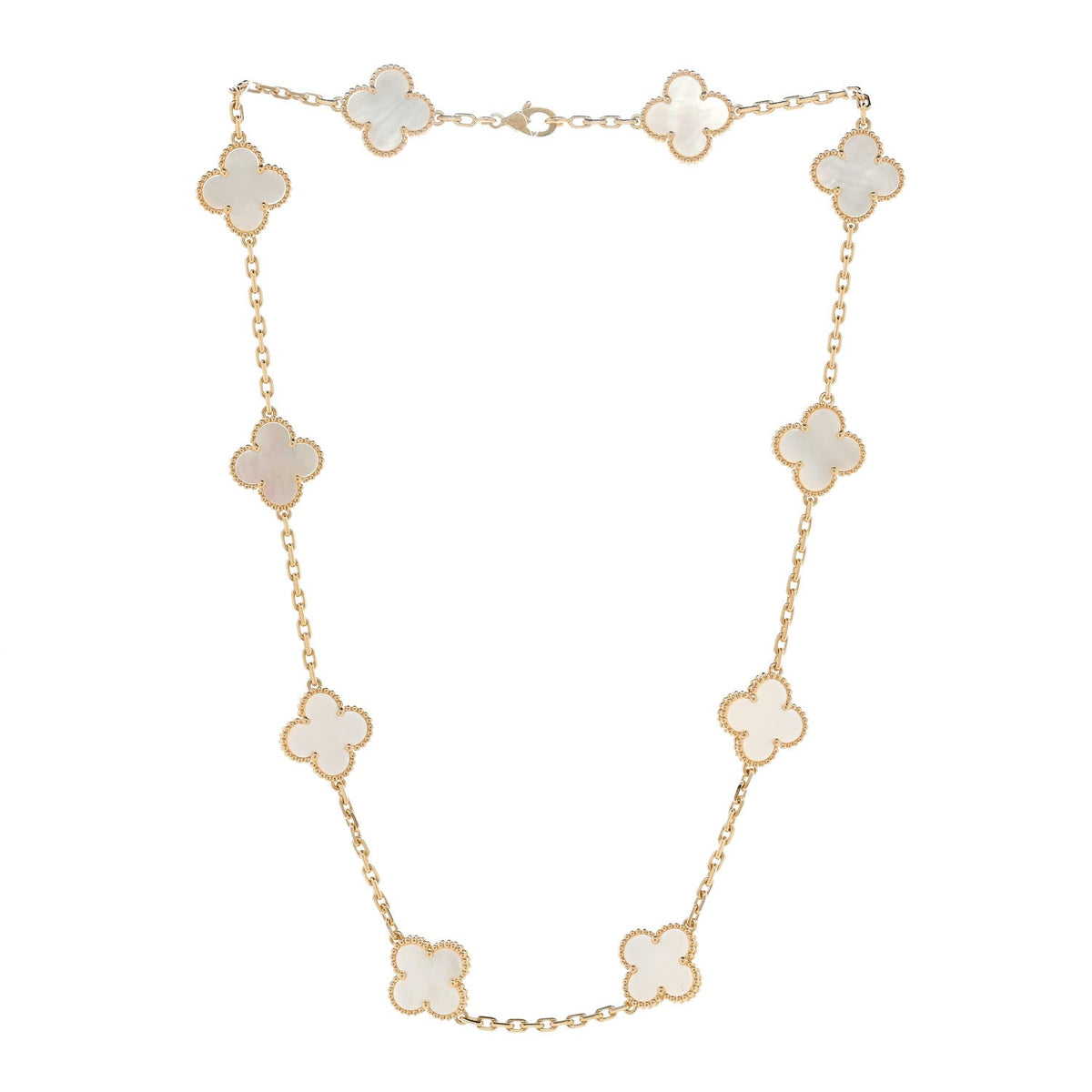ヴァンクリーフ＆アーペル ヴィンテージアルハンブラ 10モチーフ ネックレス マザーオブパール 18K イエローゴールド VAN CLEEF & ARPELS VINTAGE ALHAMBRA 10 MOTIFS NECKLACE MOTHER OF PEARL 18K YELLOW GOLD