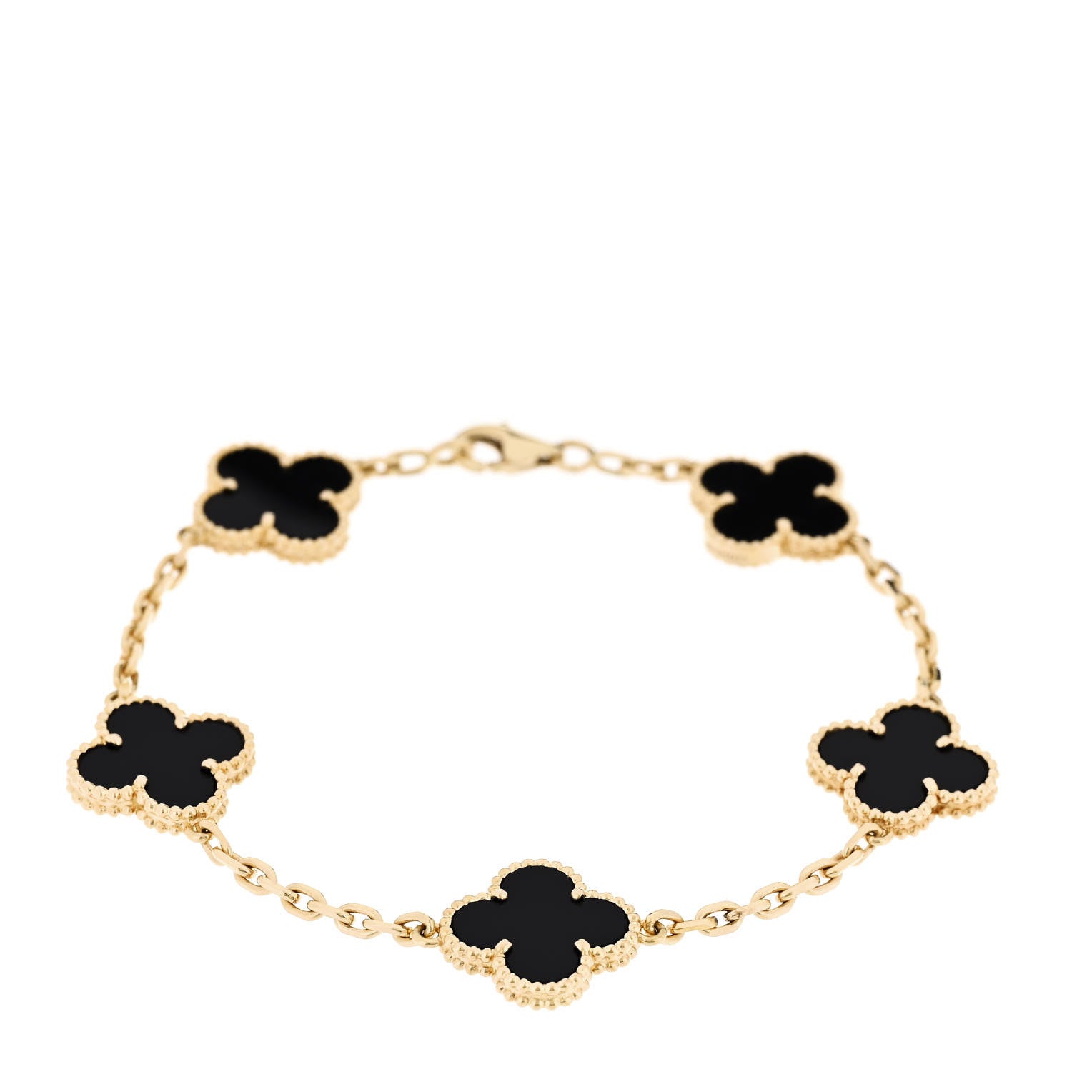 ヴァンクリーフ＆アーペル ヴィンテージアルハンブラ 5モチーフ ブレスレット ブラックオニキス 18K イエローゴールド VAN CLEEF & ARPELS VINTAGE ALHAMBRA 5 MOTIFS BRACELET BLACK ONYX 18K YELLOW GOLD