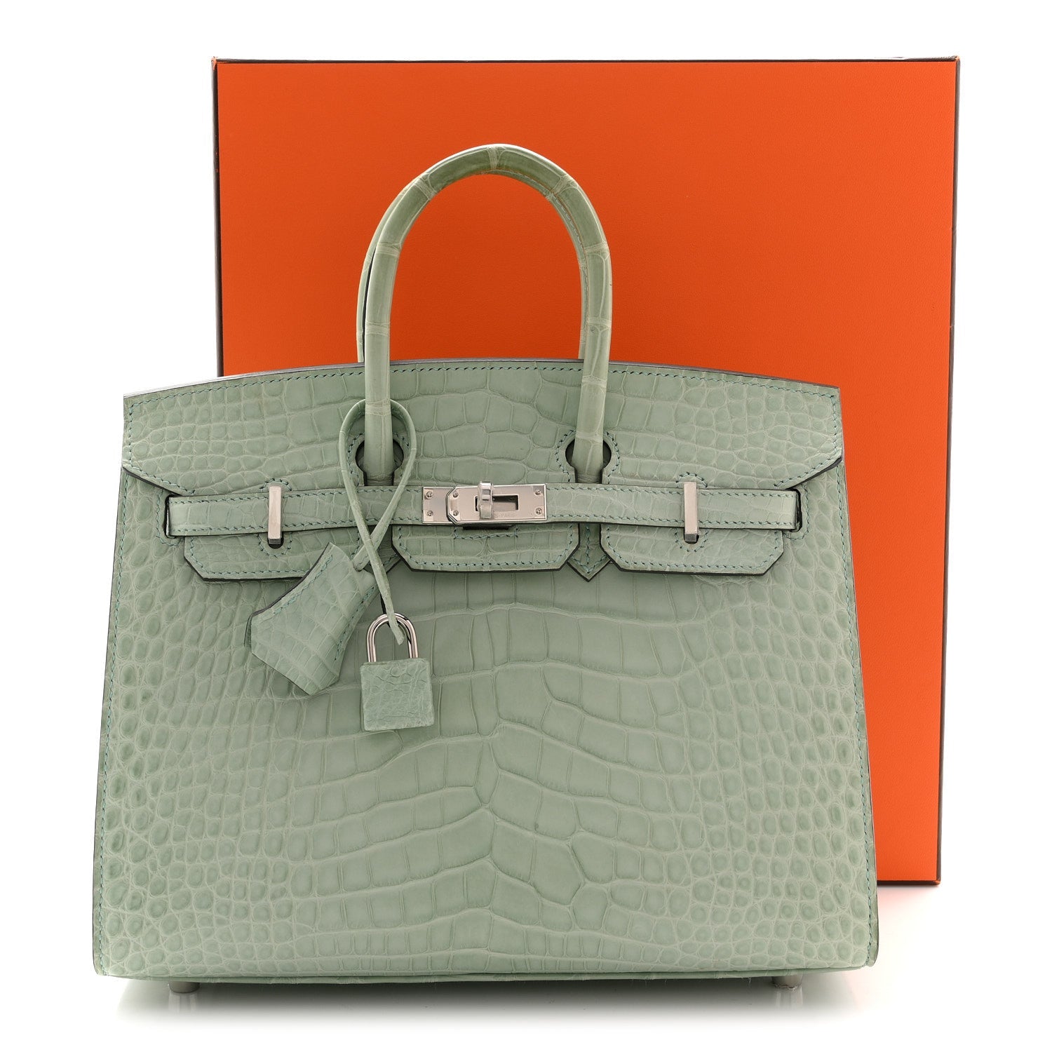 エルメス バーキンセリエ 25 外縫い Vert D'eau マットアリゲーター シルバー金具 HERMES BIRKIN 25 SELLIER VERT D'EAU MATTE ALLIGATOR SILVER HARDWARE
