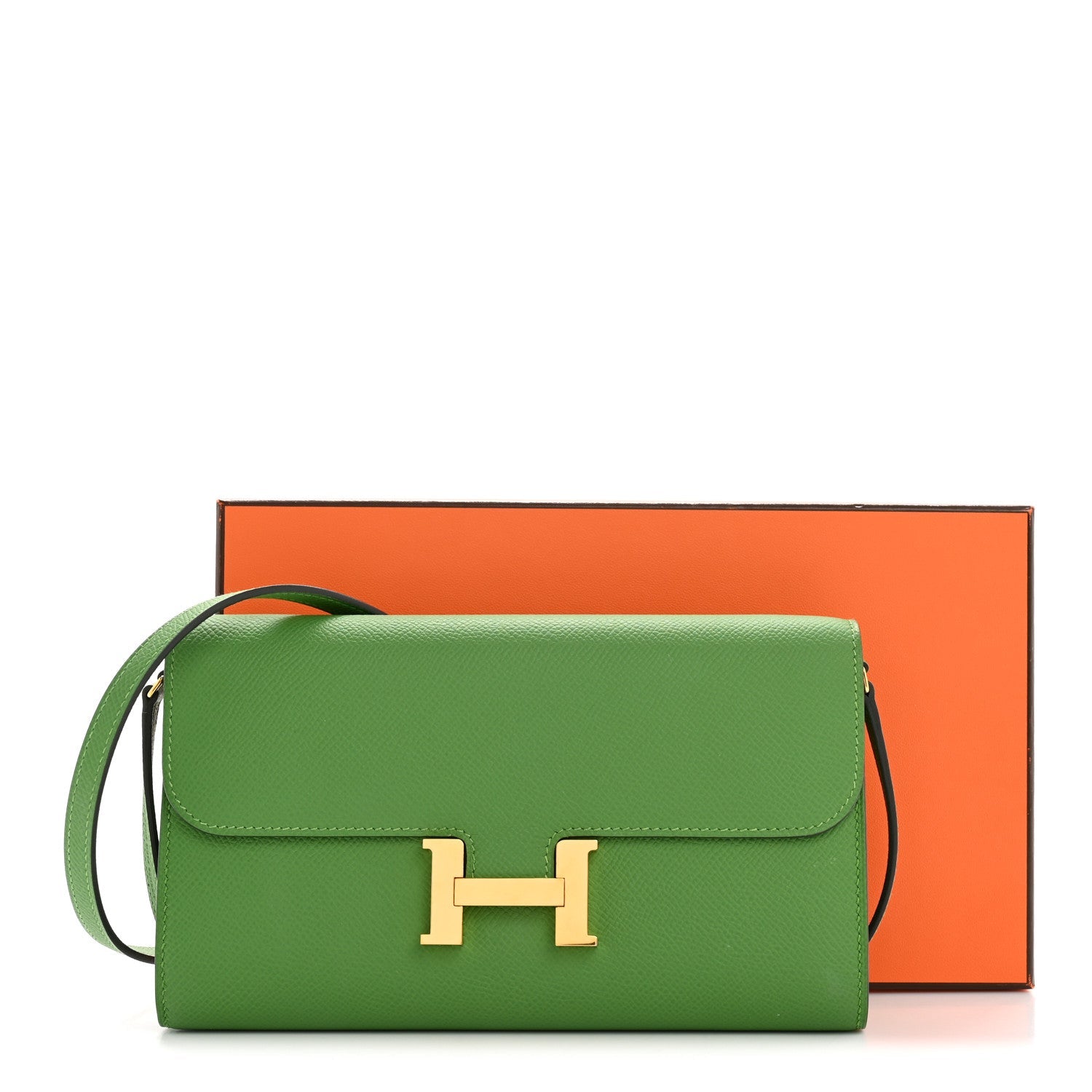HERMES CONSTANCE TO GO WALLET VERT YUCCA EPSOM GOLD HARDWARE