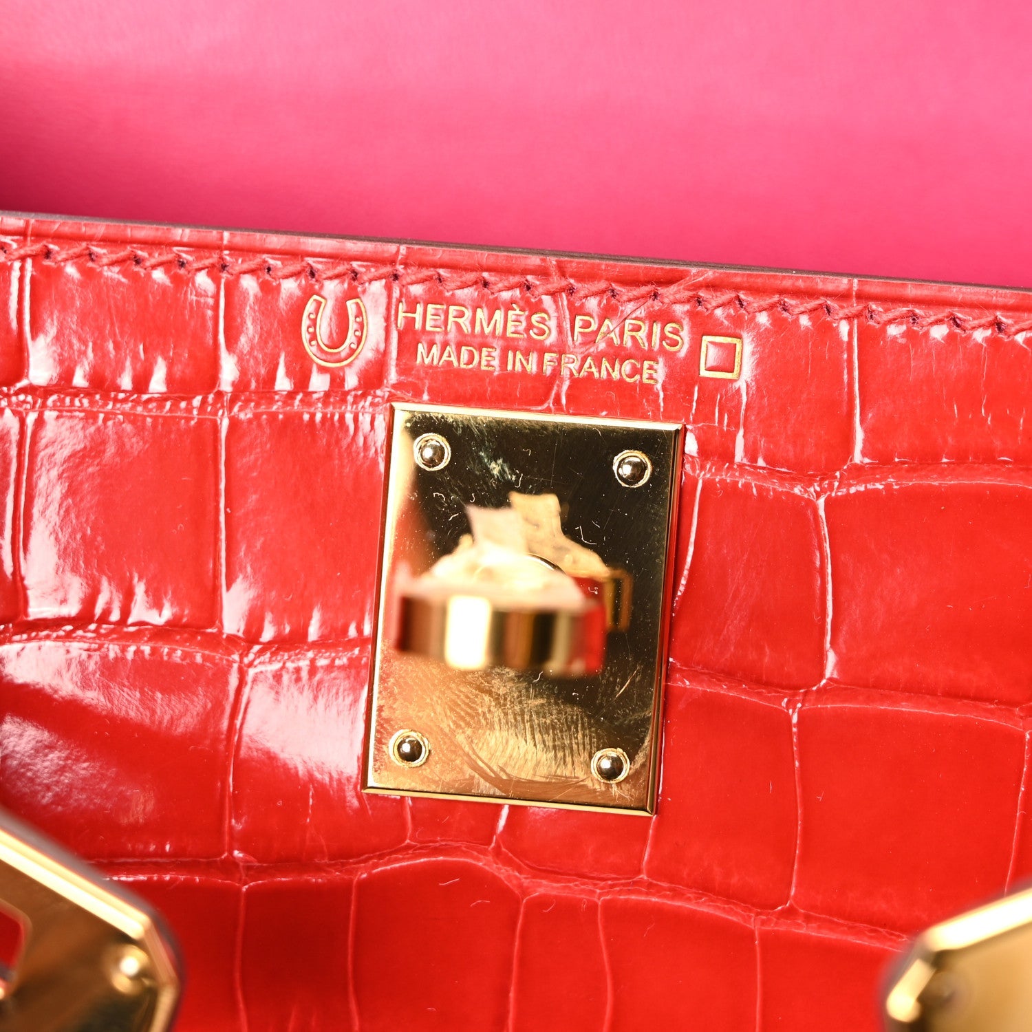 エルメス ミニケリー 20 HSS パーソナルオーダー 外縫い Rouge De Coeur Rose Mexico シャイニーアリゲーター ゴールド金具 HERMES MINI KELLY 20 HSS PERSONAL ORDER SELLIER ROUGE DE COEUR ROSE MEXICO SHINY ALLIGATOR GOLD HARDWARE