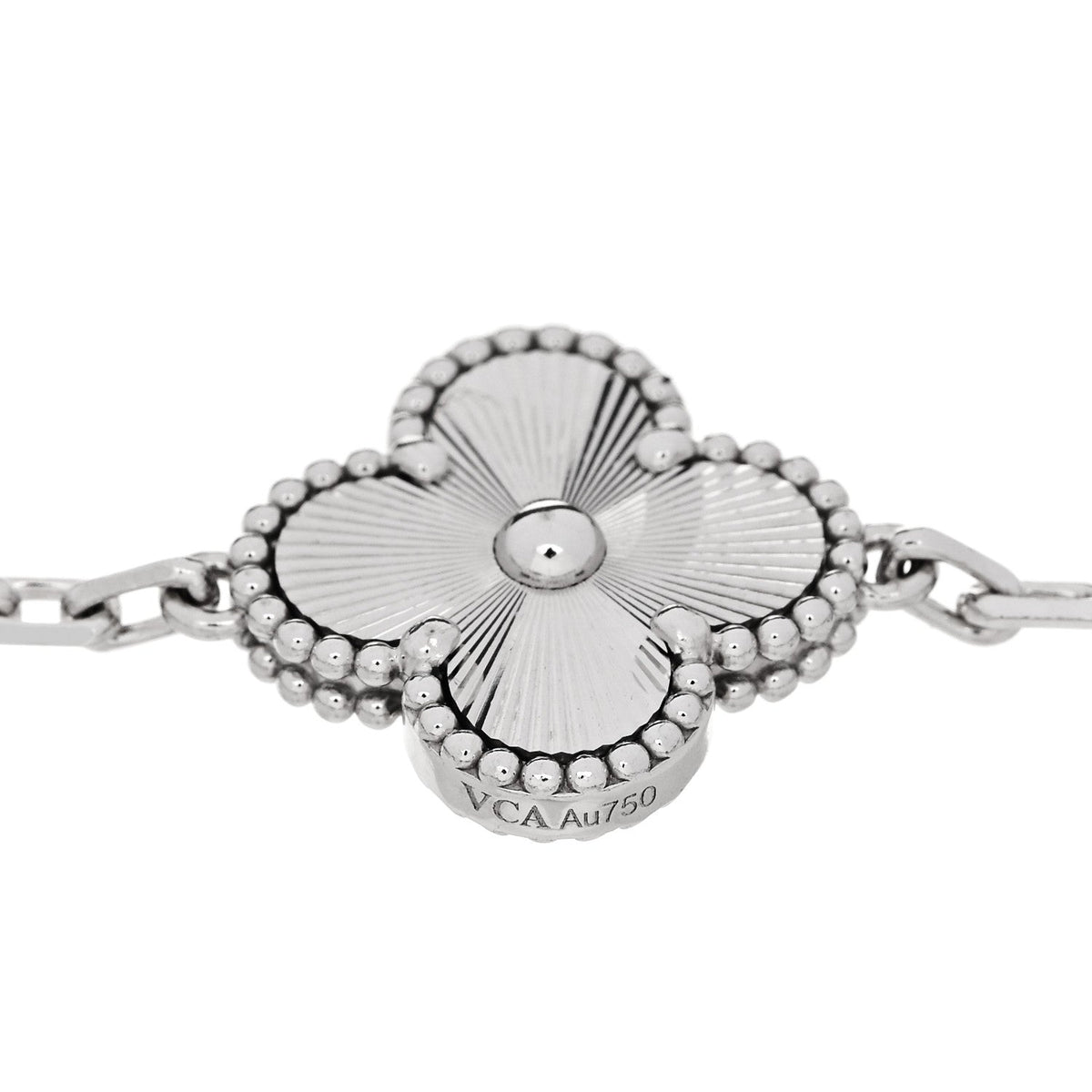 ヴァンクリーフ＆アーペル ヴィンテージアルハンブラ 5モチーフ ブレスレット ギョーシェ 18K ホワイトゴールド VAN CLEEF & ARPELS VINTAGE ALHAMBRA 5 MOTIFS BRACELET GUILLOCHÉ 18K WHITE GOLD