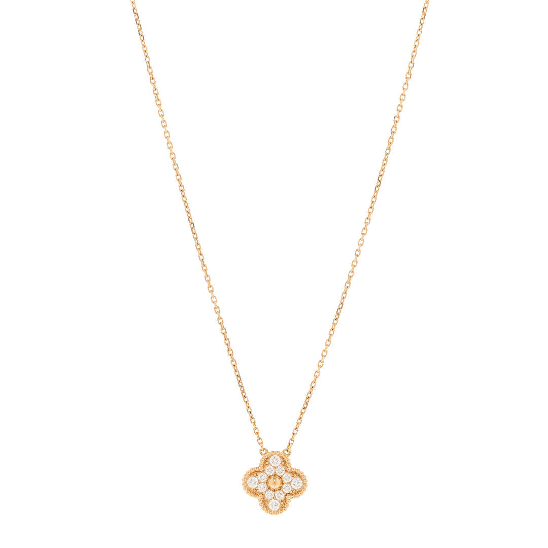 ヴァンクリーフ＆アーペル ヴィンテージアルハンブラ ペンダントネックレス ダイヤモンド 18K イエローゴールド VAN CLEEF & ARPELS VINTAGE ALHAMBRA PENDANT NECKLACE DIAMOND 18K YELLOW GOLD