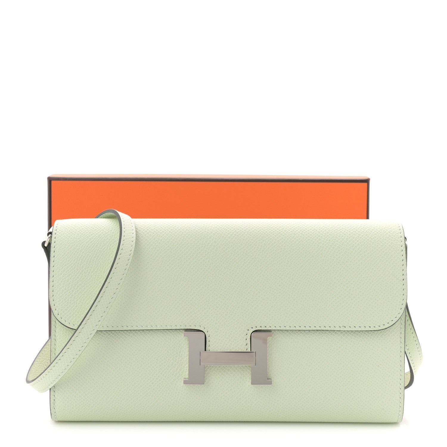 HERMES CONSTANCE TO GO WALLET VERT FIZZ EPSOM SILVER HARDWARE