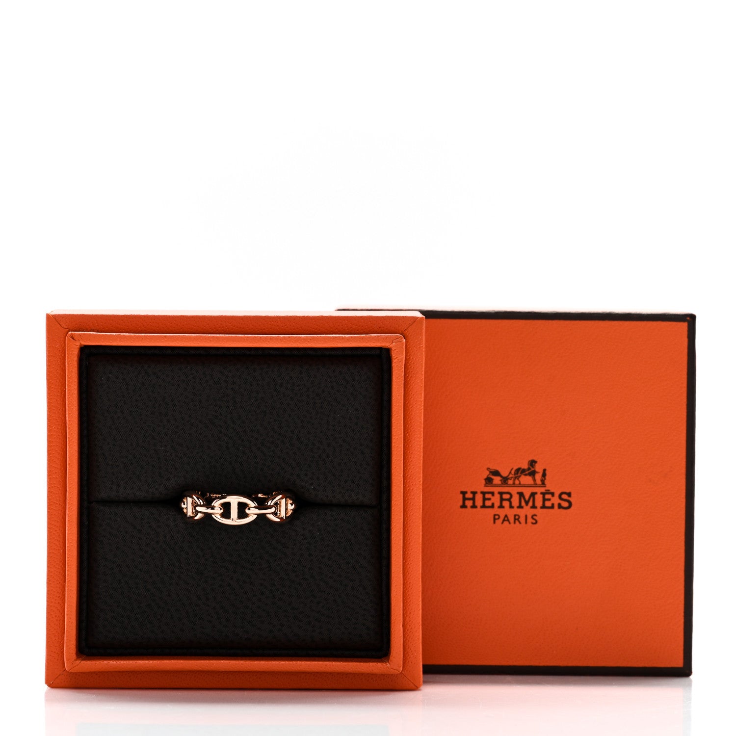 エルメス 18K ローズ ゴールド PM シェーヌ ダンクル アンシャイネ リング 53 6.5