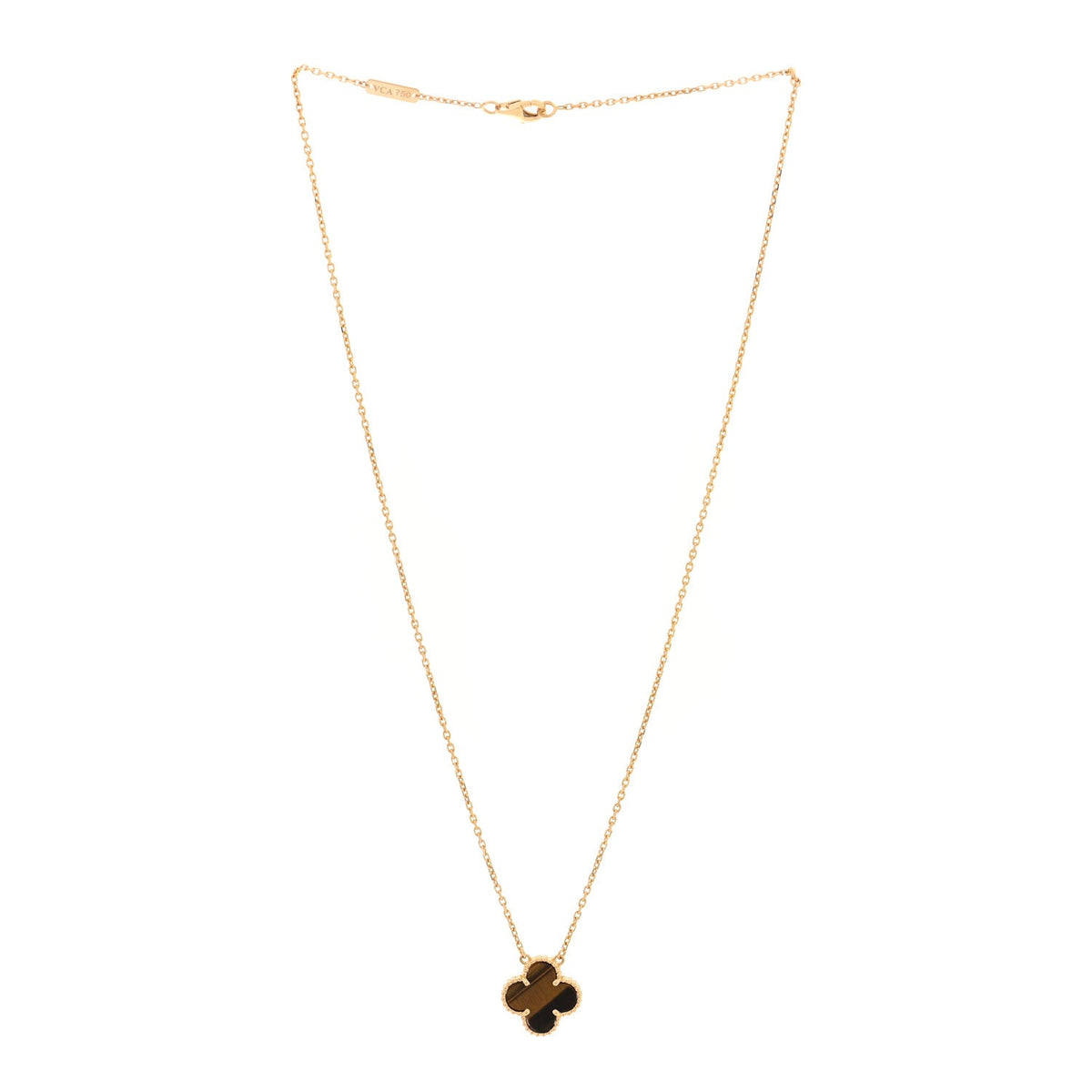ヴァンクリーフ＆アーペル ヴィンテージアルハンブラ ペンダントネックレス タイガーアイ 18K イエローゴールド VAN CLEEF & ARPELS VINTAGE ALHAMBRA PENDANT NECKLACE TIGER'S EYE 18K YELLOW GOLD