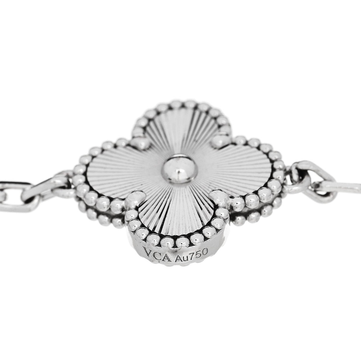 ヴァンクリーフ＆アーペル ヴィンテージアルハンブラ 5モチーフ ブレスレット ギョーシェ 18K ホワイトゴールド VAN CLEEF & ARPELS VINTAGE ALHAMBRA 5 MOTIFS BRACELET GUILLOCHÉ 18K WHITE GOLD